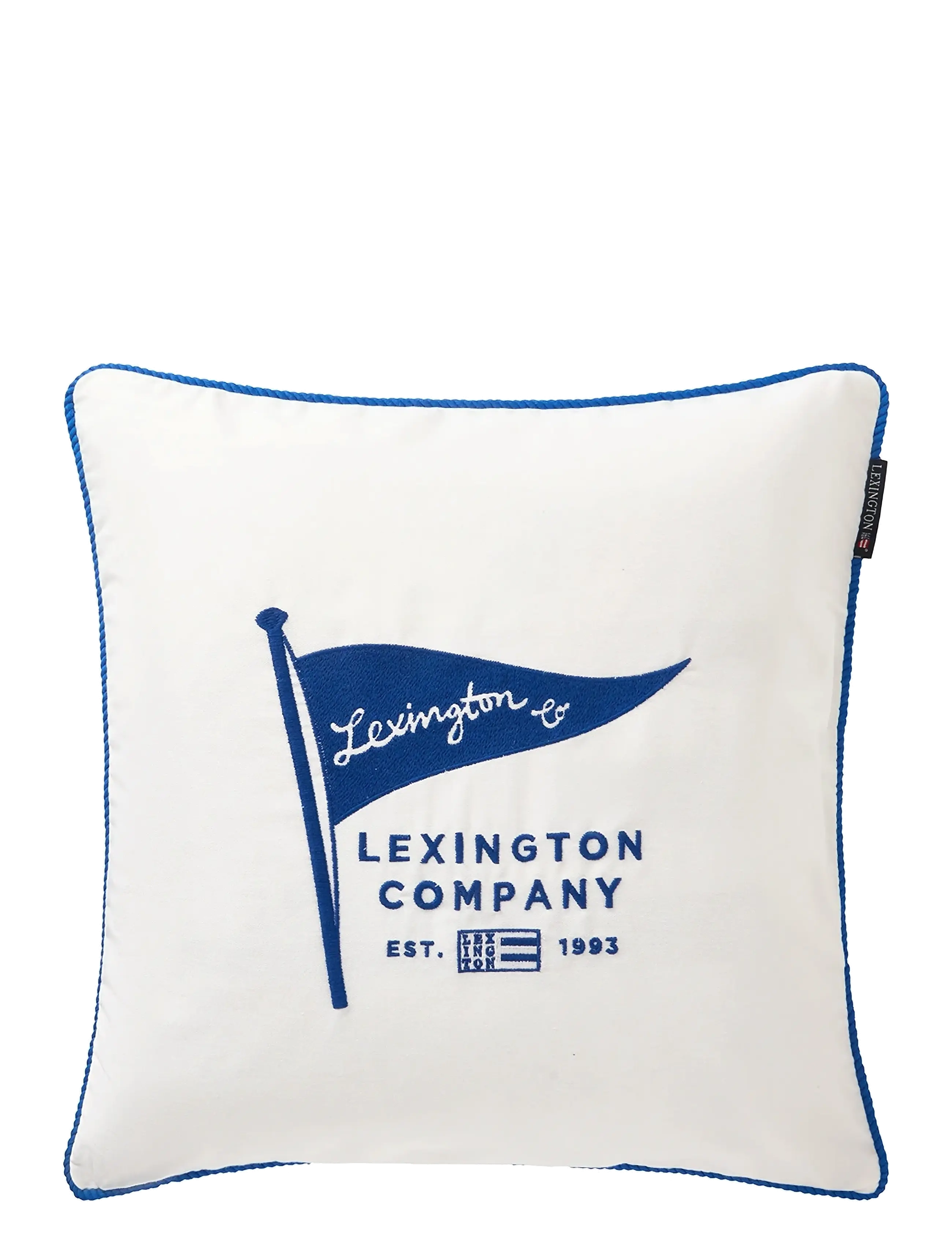 Lexington Home Flag Organic Cotton Twill Pillow Cover - Hochzeitsgeschenke - WHITE/SEA BLUE / white
