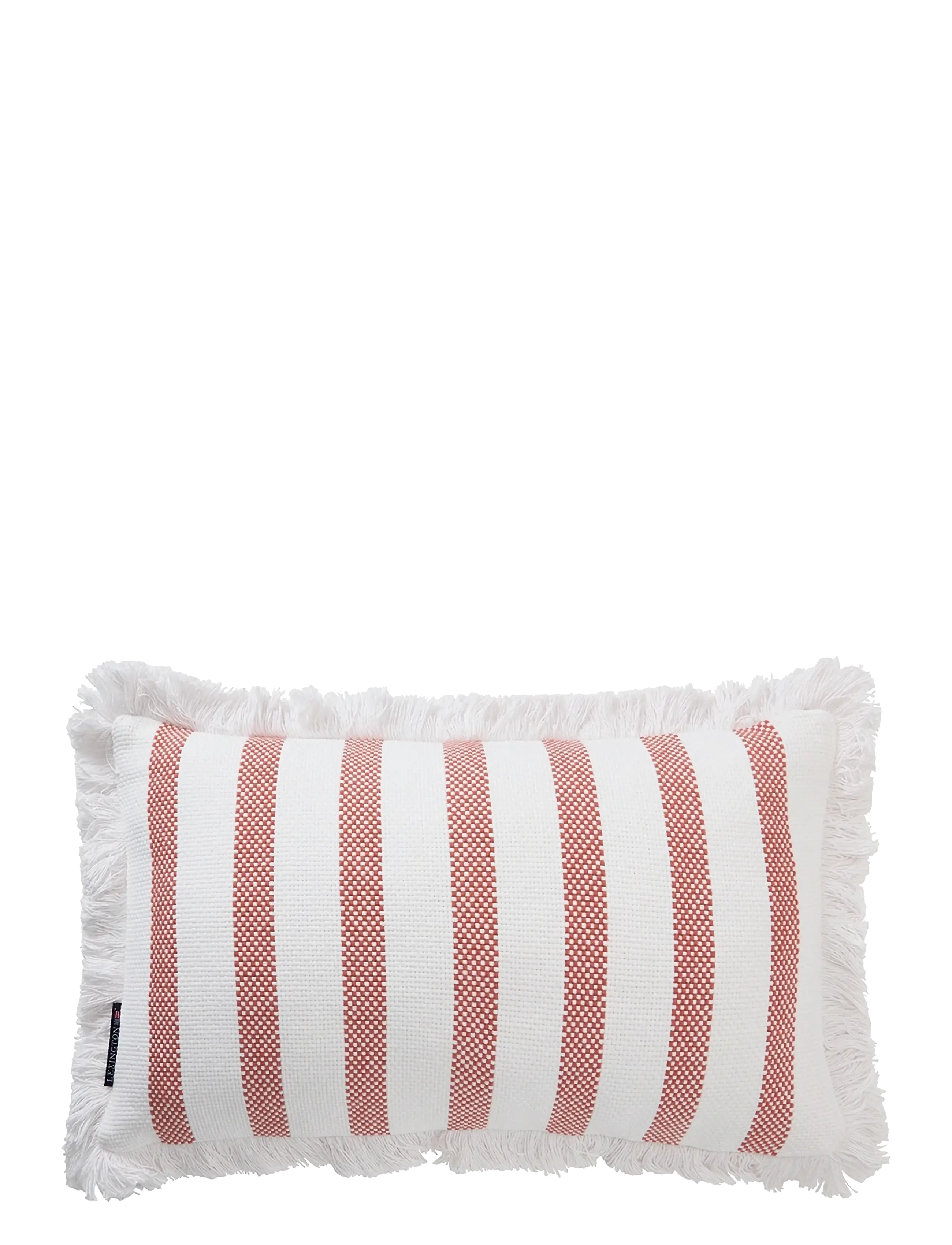 Lexington Home Striped Organic Cotton Fringe 50x30 Pillow - Nyheder - WHITE/CORAL / white