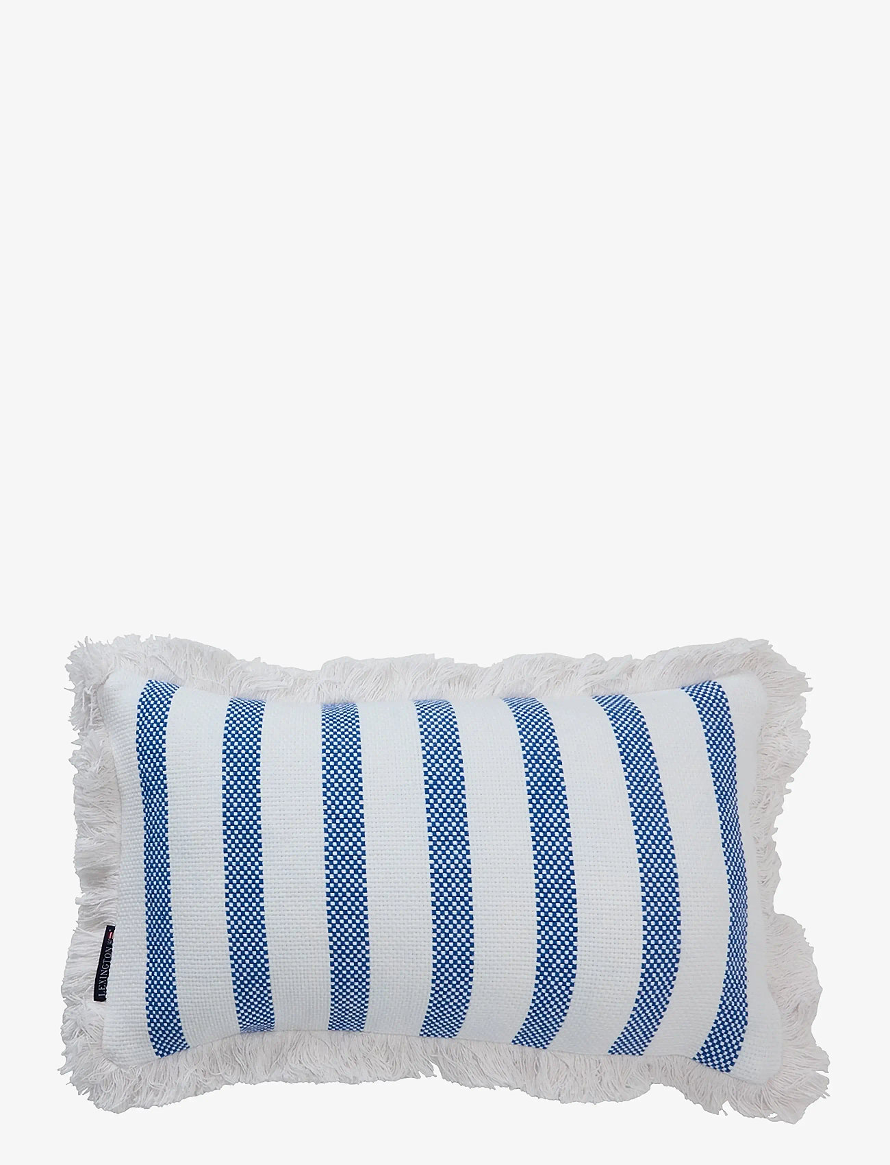 Lexington Home - Striped Organic Cotton Fringe 50x30 Pillow - cushions - white/sea blue - 0