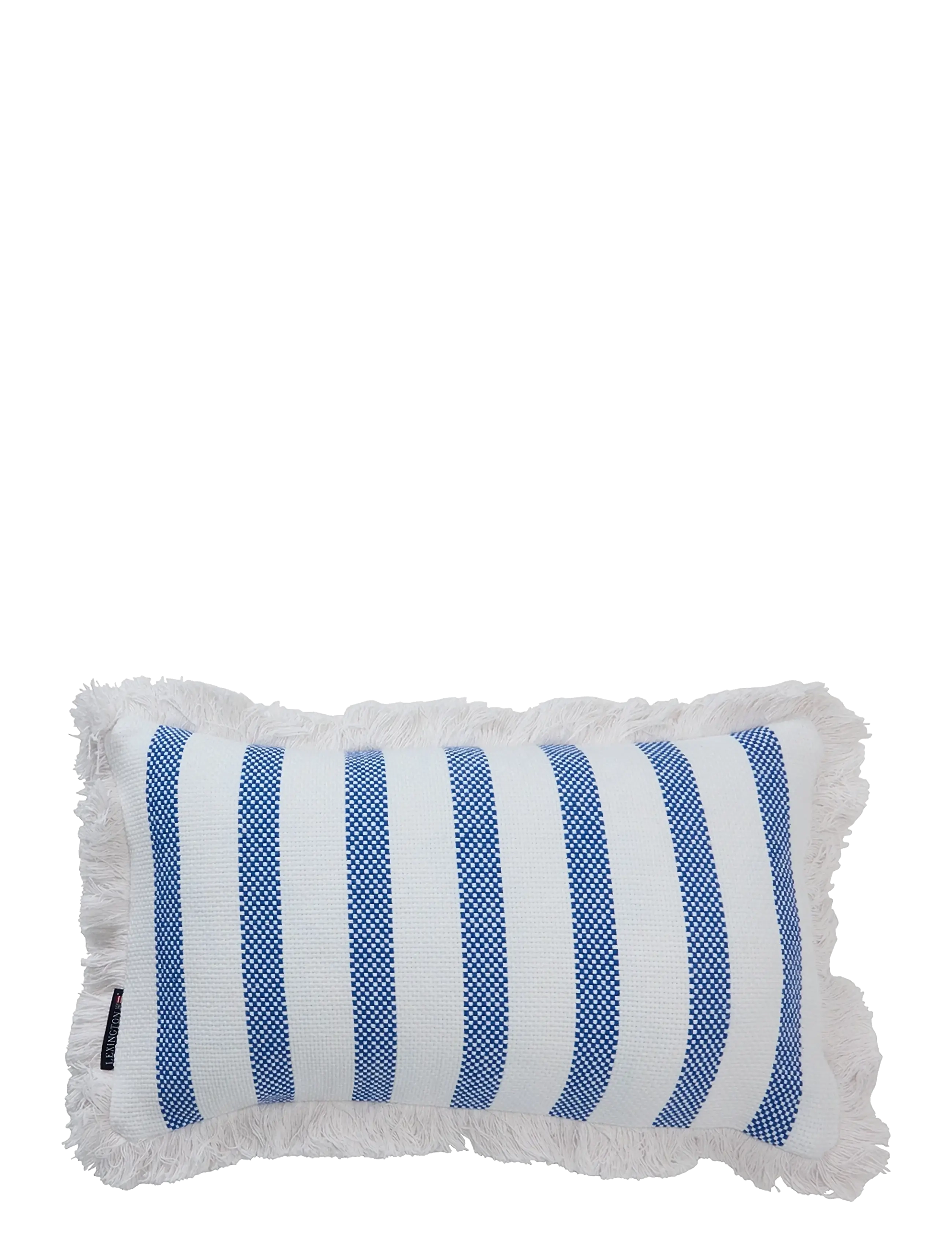 Lexington Home Striped Organic Cotton Fringe 50x30 Pillow - Textilien - WHITE/SEA BLUE / white