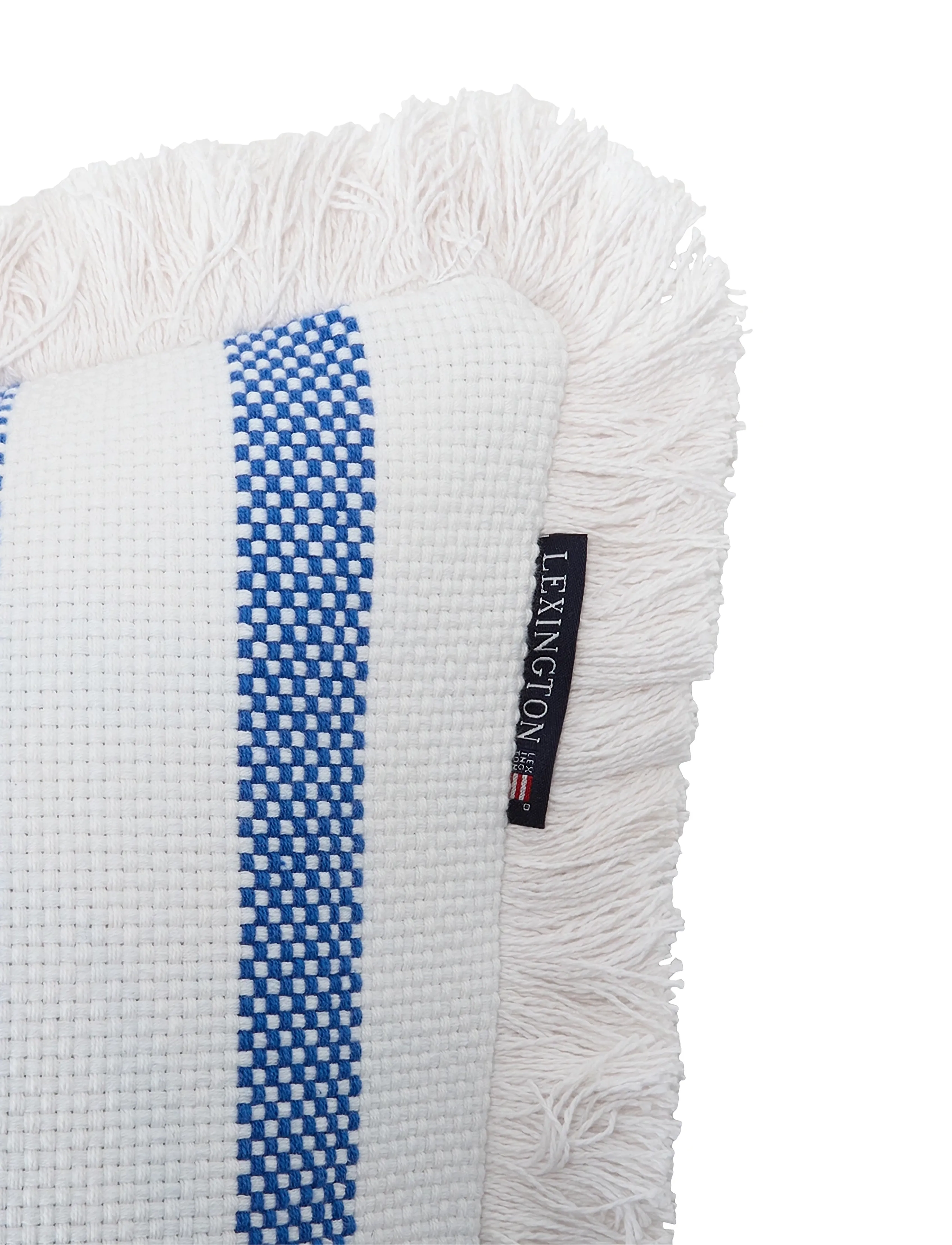 Lexington Home - Striped Organic Cotton Fringe 50x30 Pillow - coussins - white/sea blue - 1