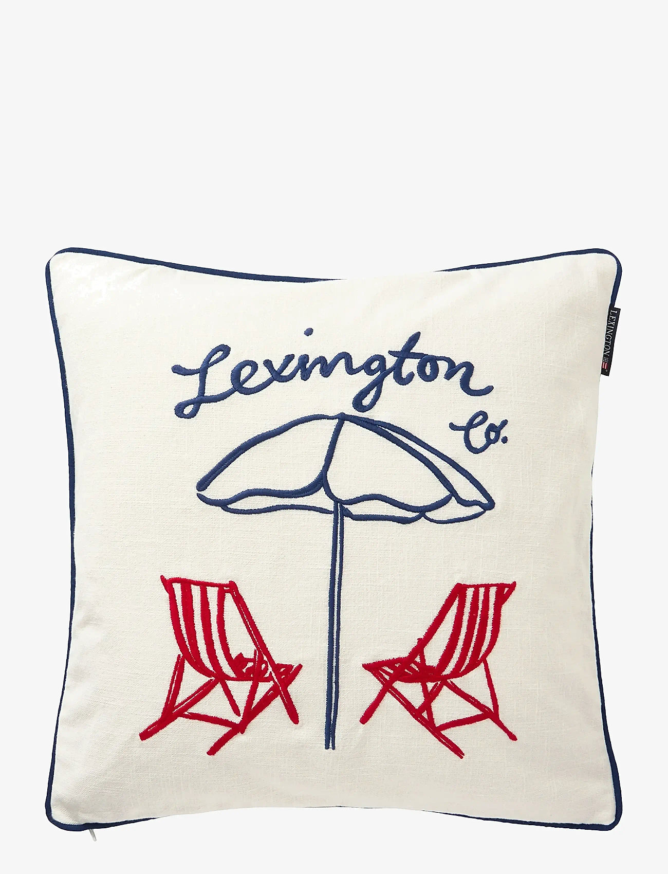 Lexington Home - Beach Life Organic Cotton Canvas Pillow Cover - köp efter pris - white/navy/red - 0