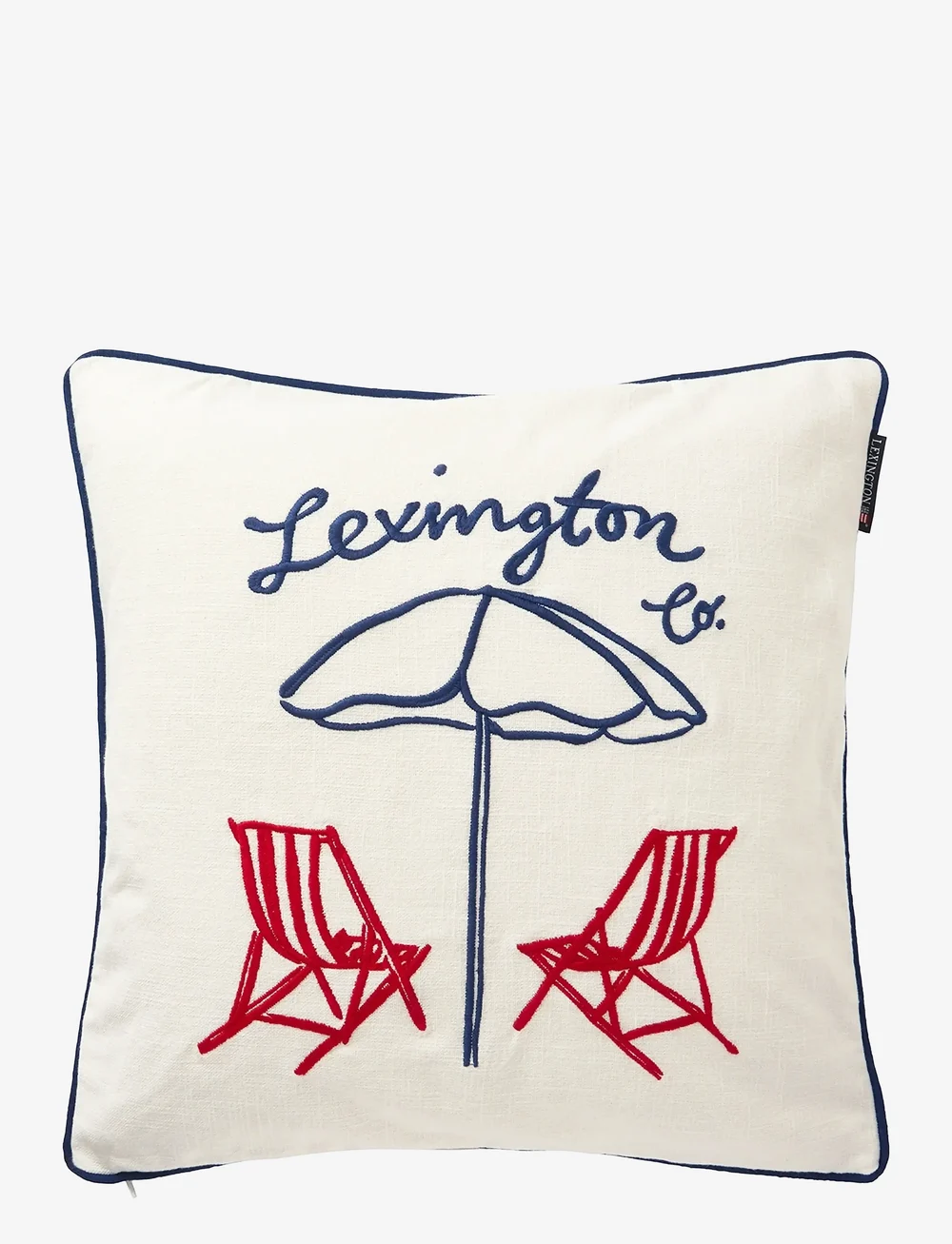 Lexington Home - Beach Life Organic Cotton Canvas Pillow Cover - pudebetræk - white/navy/red - 0