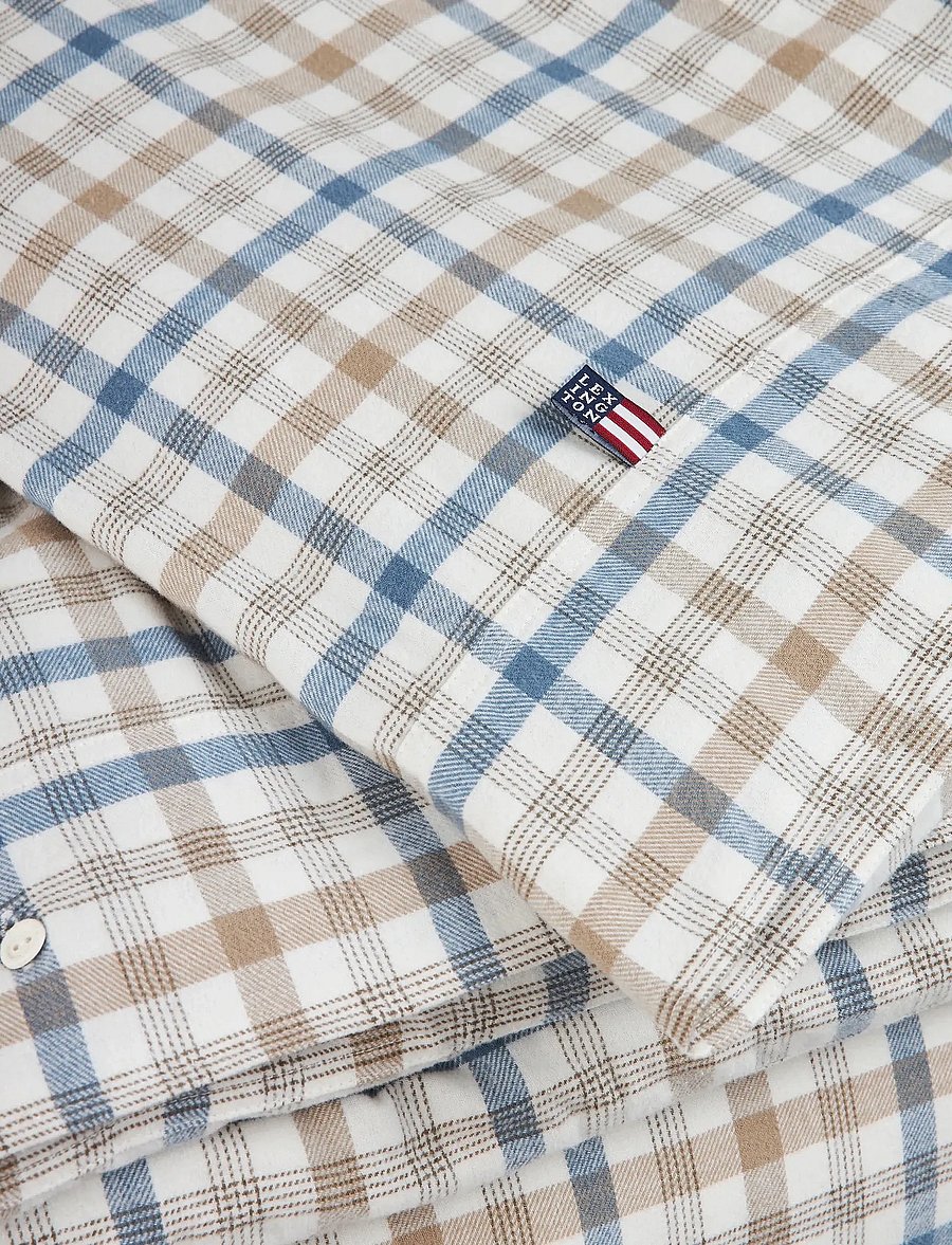 Lexington Home - Checked Cotton Flannel Bed Set - osta hinna alusel - misty blue/beige/white - 1