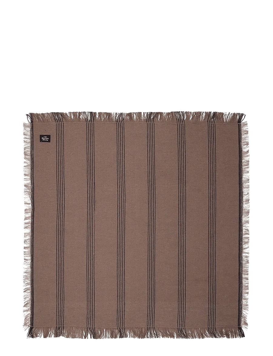 Lexington Home - Striped Linen/Cotton Napkin with Fringes - stoffservietten - stone/black - 0