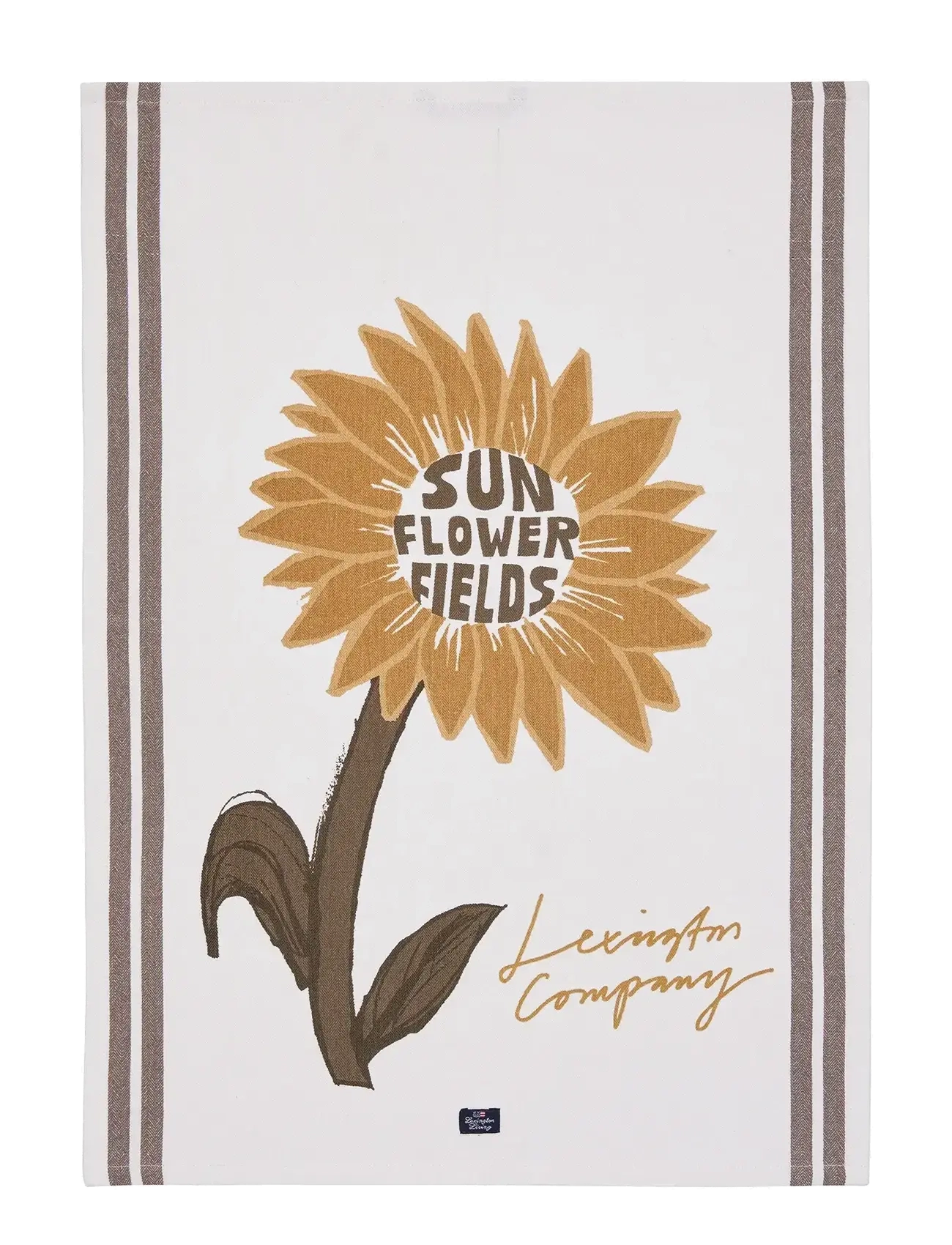 Sun Flower Org Cotton Kitchen Towel - WHITE/STONE