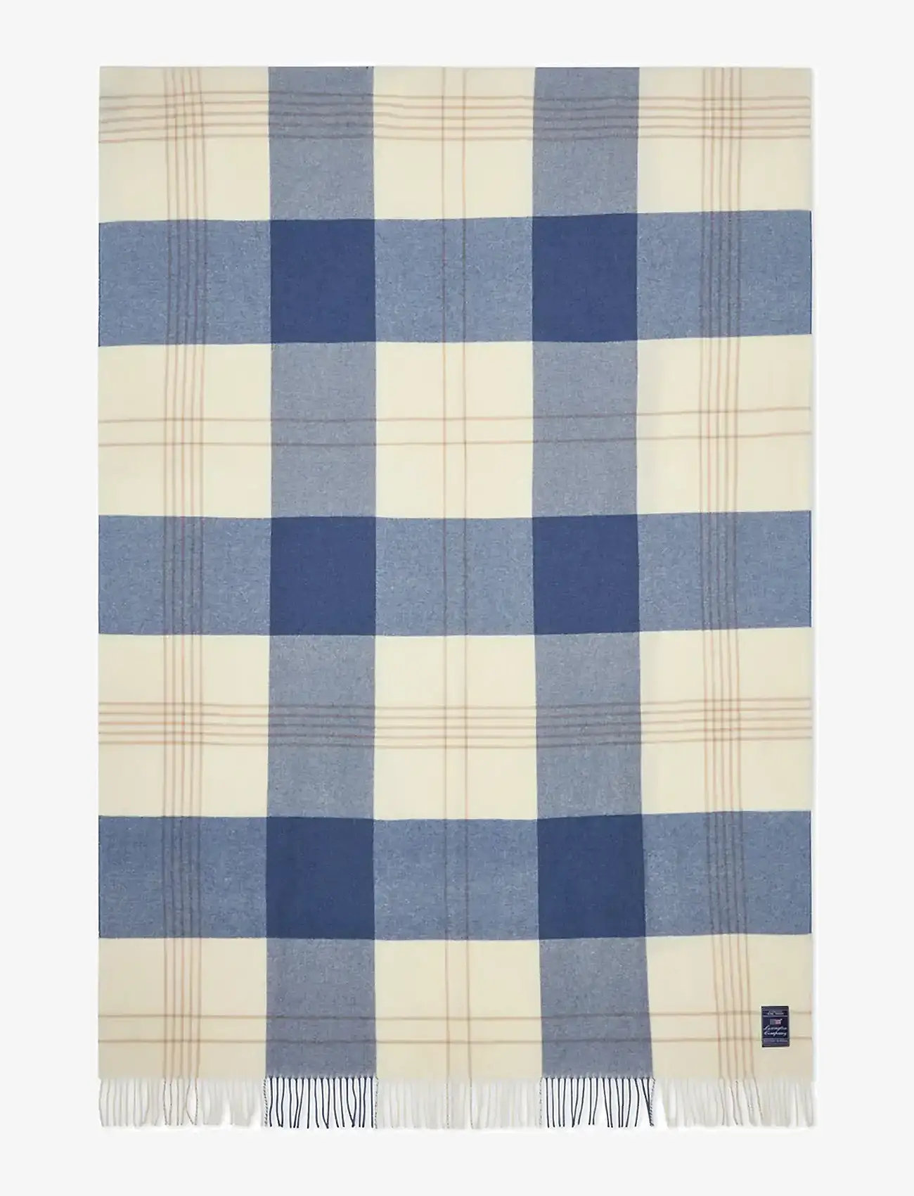 Lexington Home Blue/beige Checked Recycled Wool Throw (LCH12534001