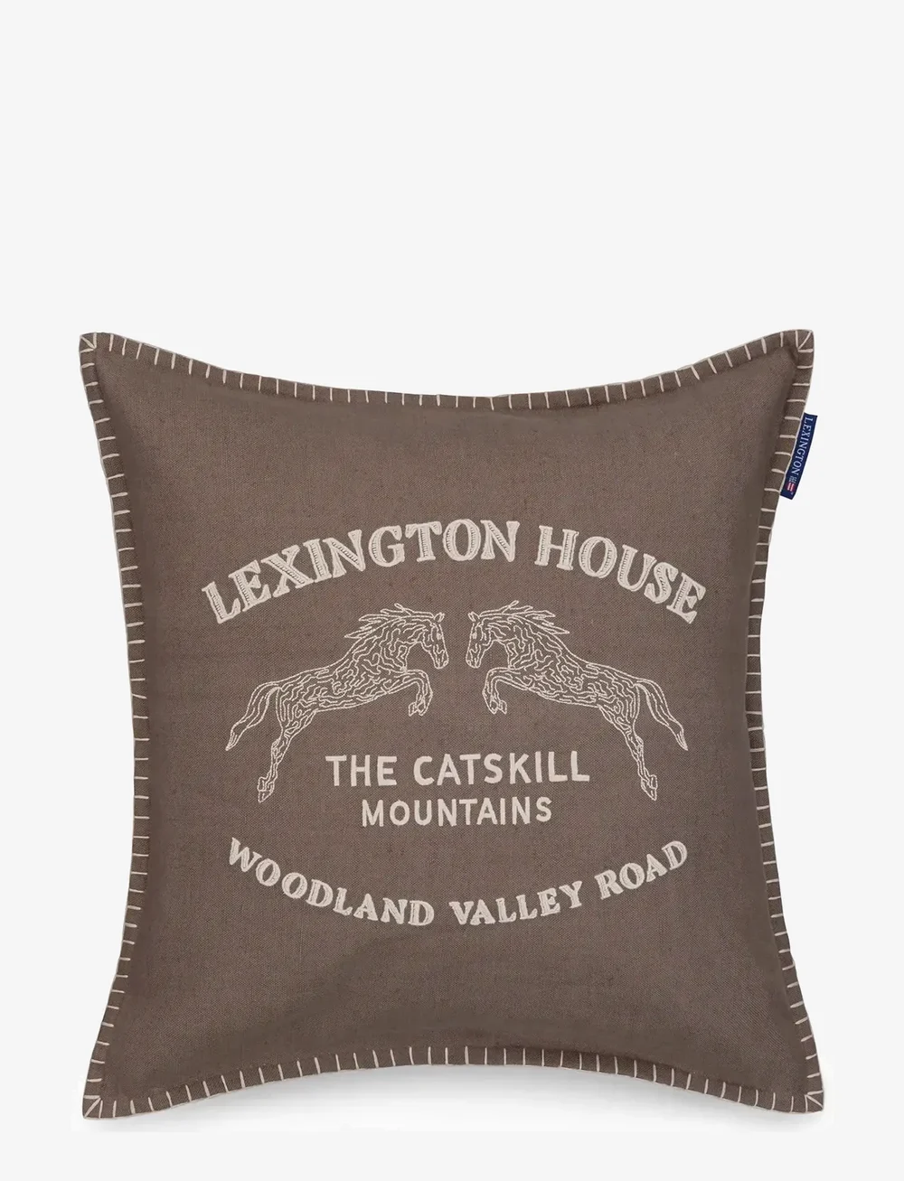 Lexington Home - Catskills Logo Linen/Cotton Pillow Cover - pudebetræk - stone/lt beige - 0