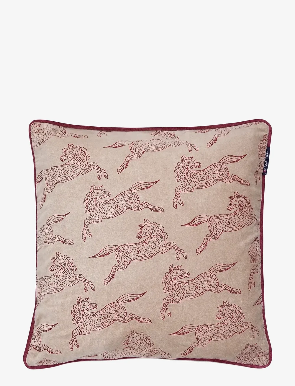 Lexington Home - Horses Organic Cotton Velvet Pillow Cover - köp efter pris - beige/burgundy - 0