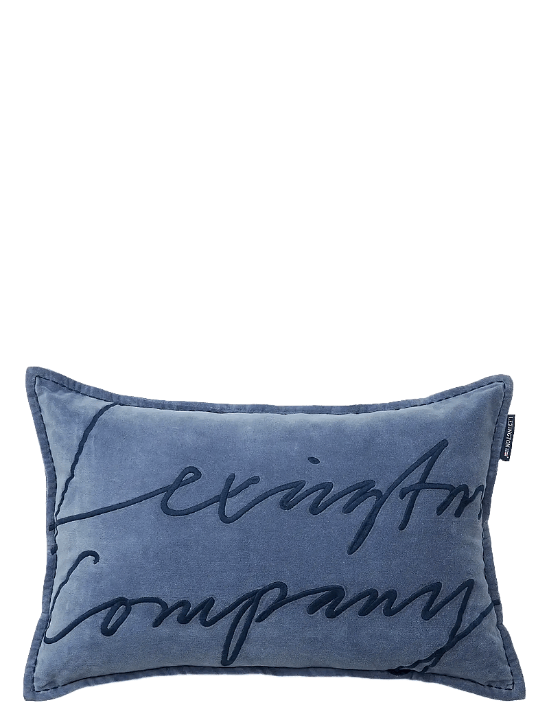 Lexington Home - Logo Organic Cotton Velvet 60x40 Pillow - cushions - misty blue - 0