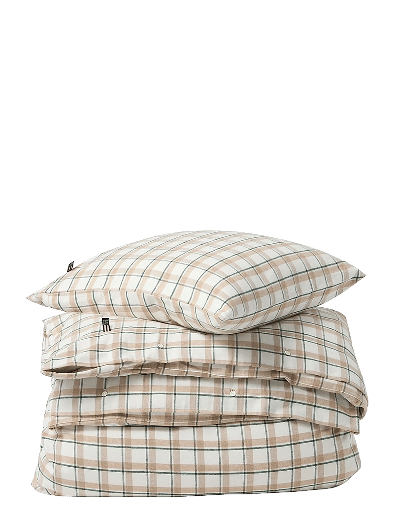Lexington Home - GreenBeigeWhite Checked Cotton Flannel Bed Set - påslakanset - green/beige/white - 0
