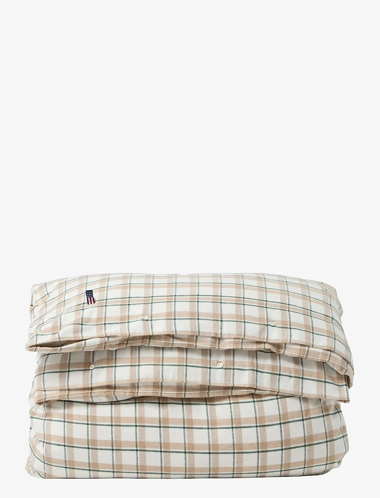 Lexington Home - GreenBeigeWhite Checked Cotton Flannel Bed Set - påslakanset - green/beige/white - 1