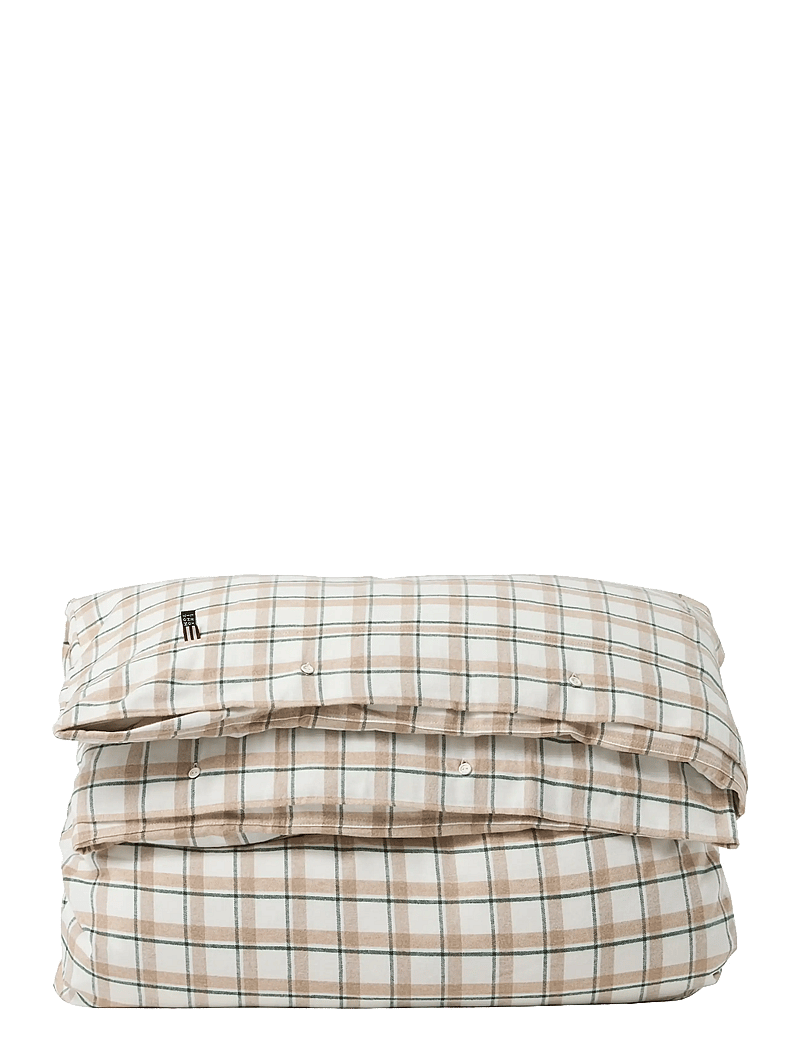 Lexington Home - GreenBeigeWhite Checked Cotton Flannel Bed Set - påslakanset - green/beige/white - 1