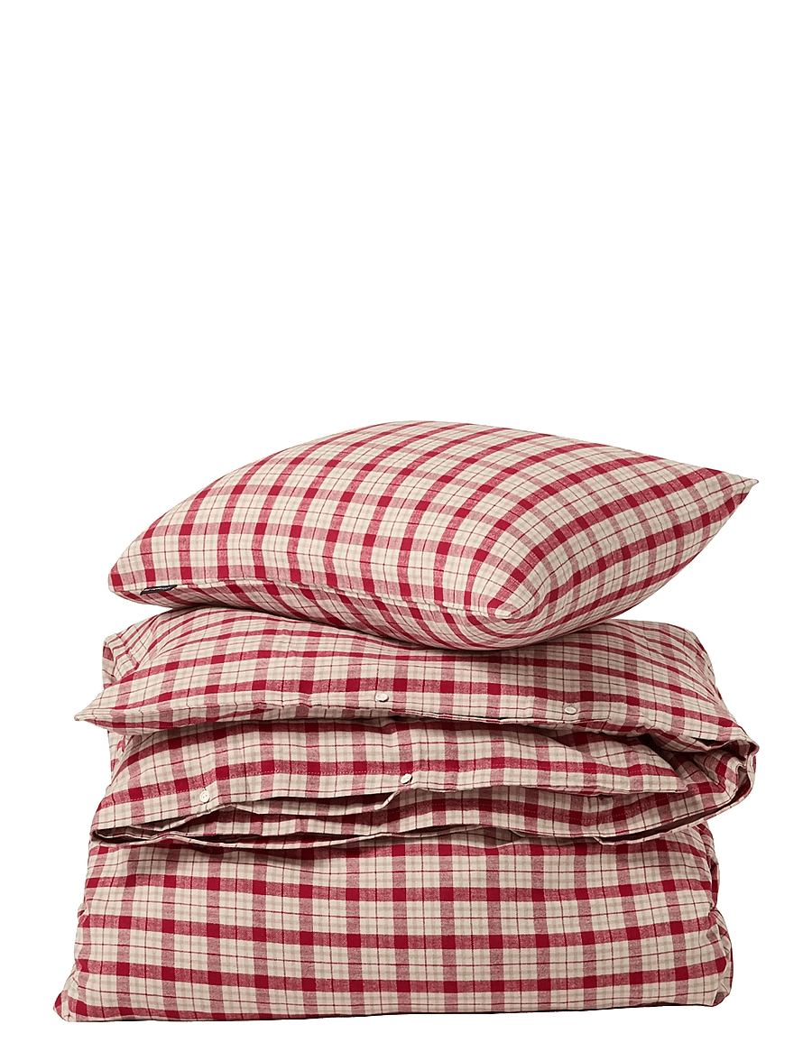Lexington Home - RedBeige Checked Cotton Flannel Bed Set - red/beige - 1