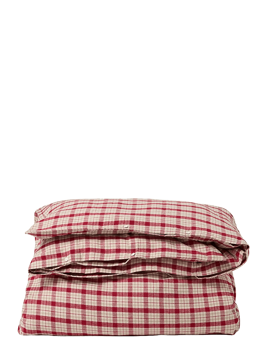 Lexington Home - RedBeige Checked Cotton Flannel Bed Set - red/beige - 2