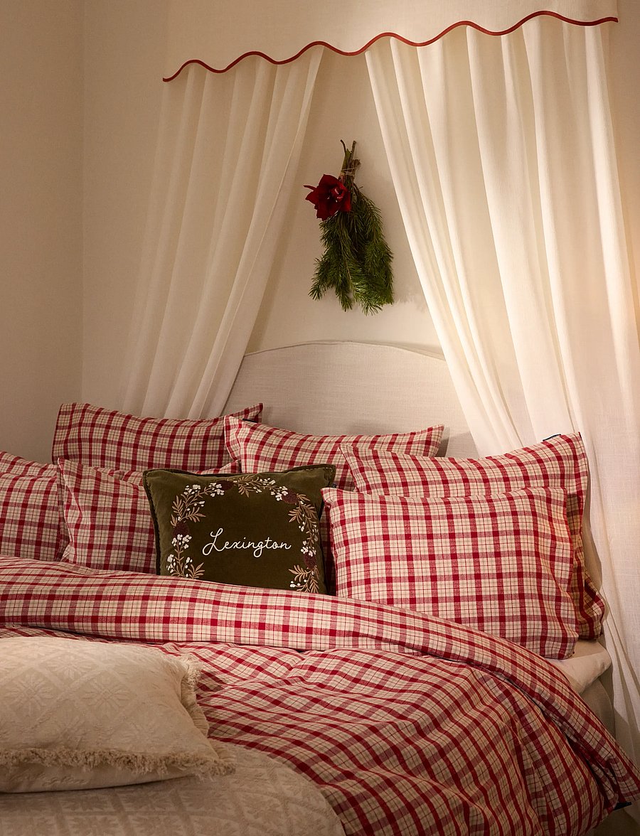 Lexington Home - RedBeige Checked Cotton Flannel Bed Set - red/beige - 0
