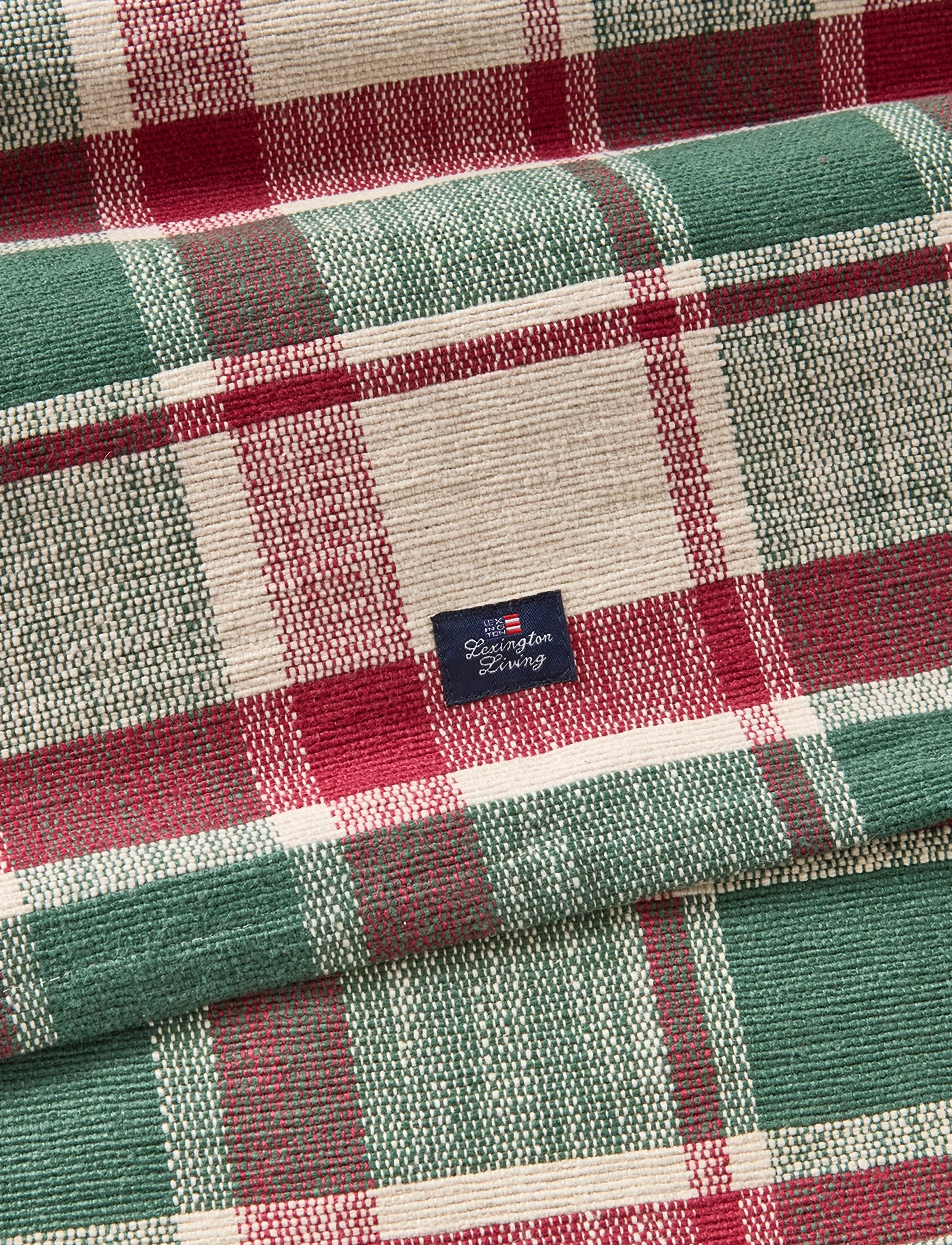 Lexington Home - Checked Organic Cotton Rib Runner - dúkar og dreglar - green/red/beige - 1