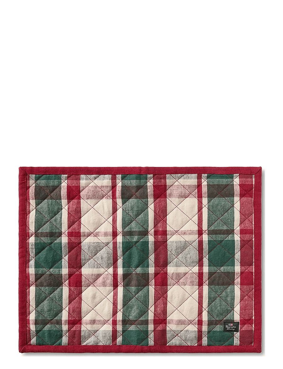Lexington Home - Quilted Checked Linen/Cotton Placemat - taldrikualused - green/red/beige - 0
