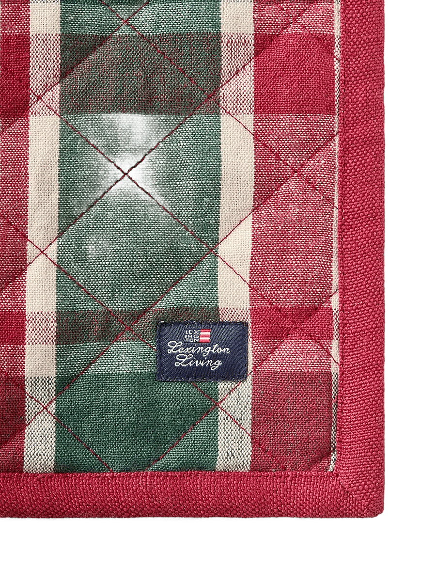 Lexington Home - Quilted Checked Linen/Cotton Placemat - taldrikualused - green/red/beige - 2