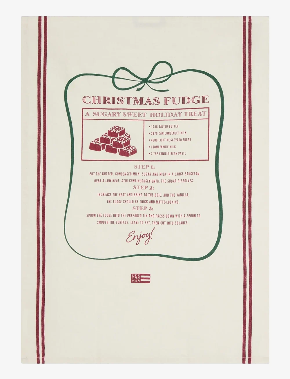 Lexington Home - Christmas Fudge Org Cotton Kitchen Towel - kökshanddukar - white/red/green - 0