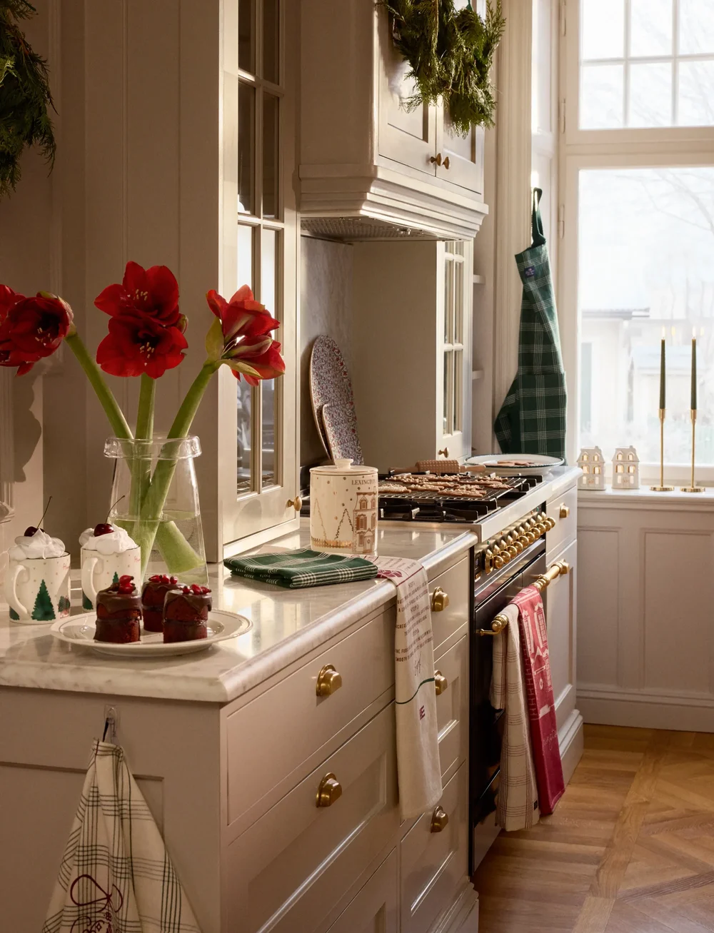 Lexington Home - Christmas Fudge Org Cotton Kitchen Towel - kökshanddukar - white/red/green - 2