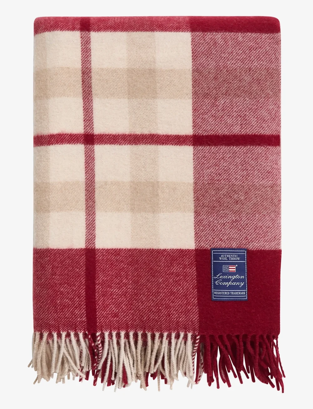 Lexington Home - Red/Beige Checked Recycled Wool Throw - osta hinna alusel - red/beige - 0