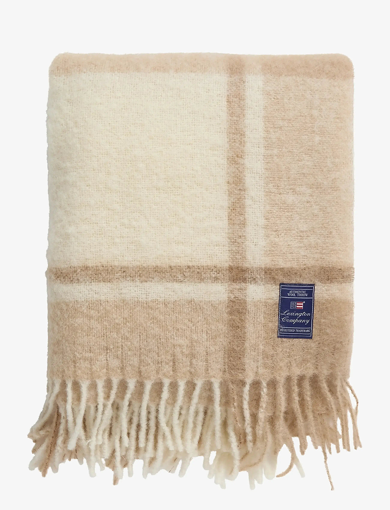 Lexington Home - Beige/White Checked Mohair Mix Throw - köp efter pris - beige/lt beige/white - 0