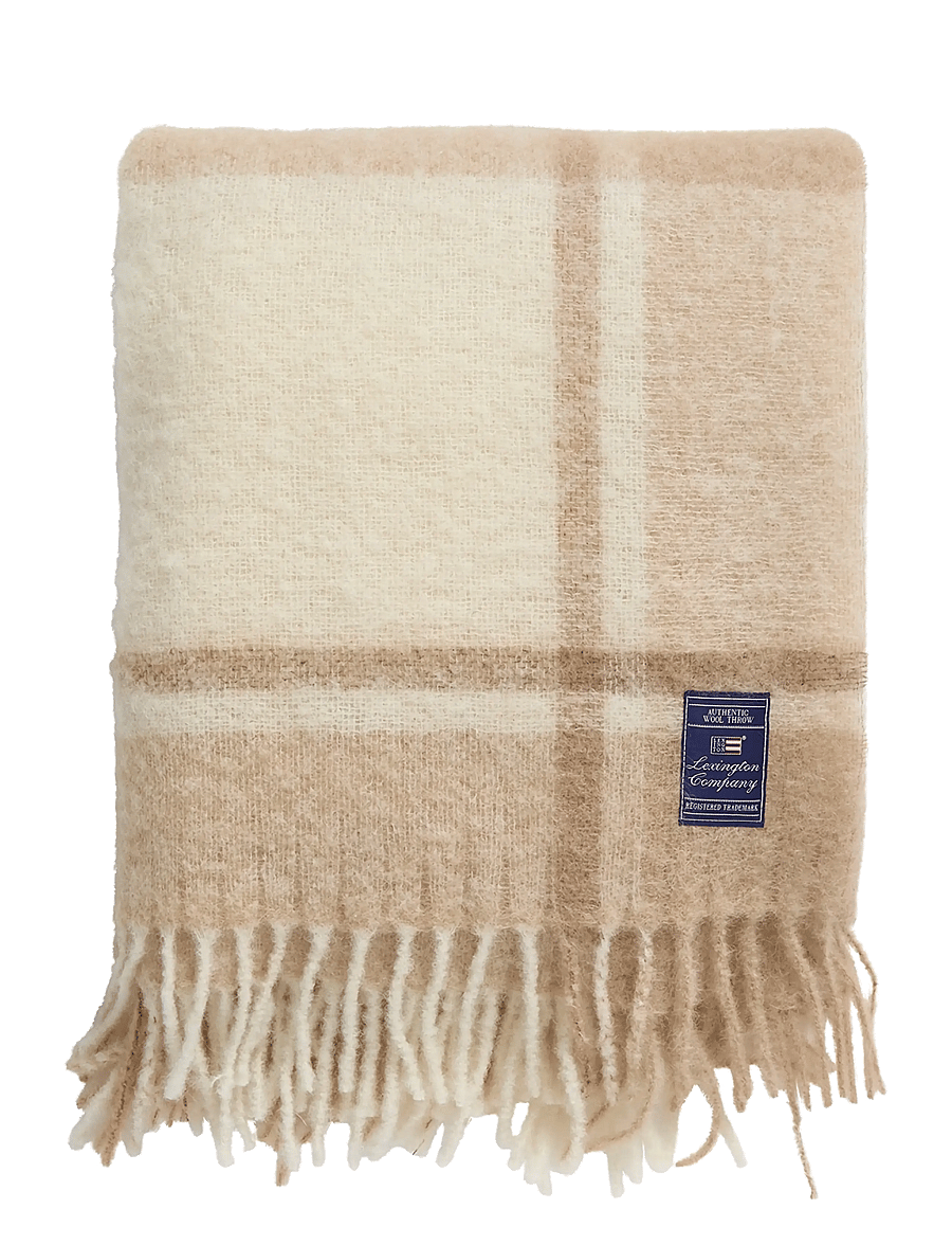 Lexington Home - Beige/White Checked Mohair Mix Throw - osta hinna alusel - beige/lt beige/white - 1
