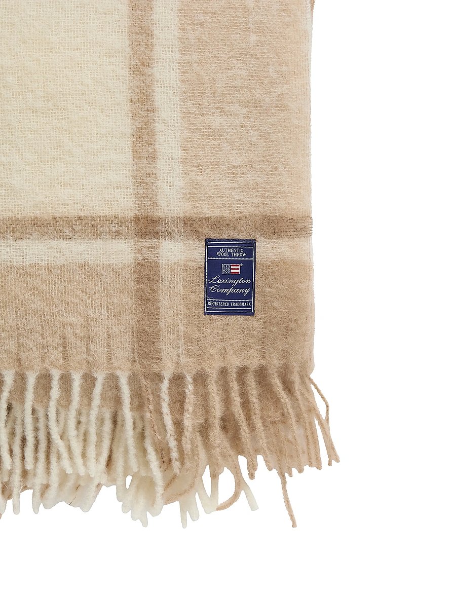 Lexington Home - Beige/White Checked Mohair Mix Throw - osta hinna alusel - beige/lt beige/white - 3