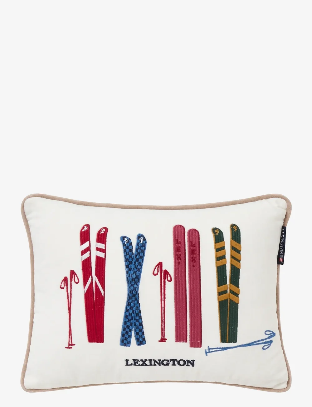 Lexington Home - Skis and Poles Organic Cotton Velvet 40x30 Pillow - jultextilier - white multi - 0