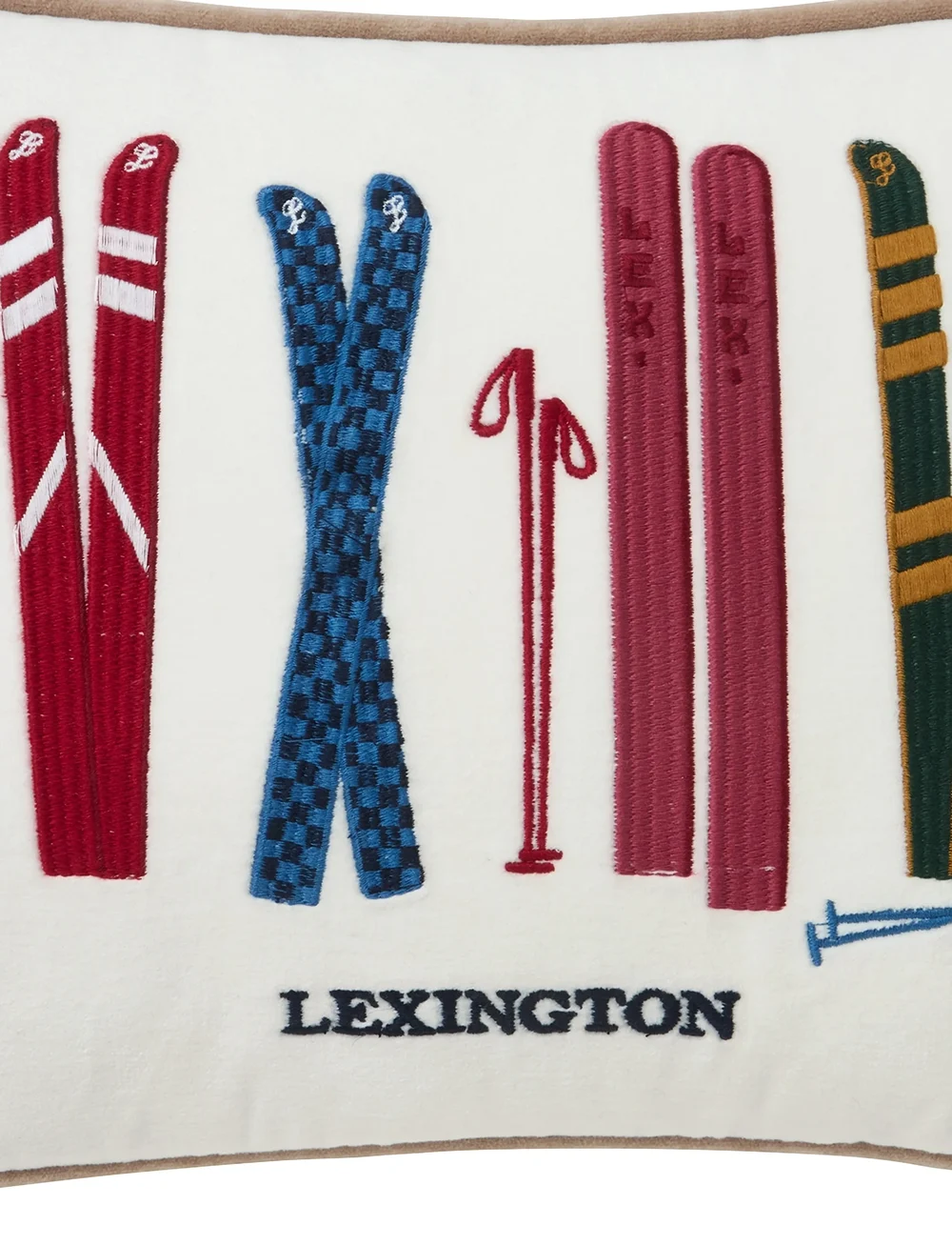 Lexington Home - Skis and Poles Organic Cotton Velvet 40x30 Pillow - jultextilier - white multi - 2