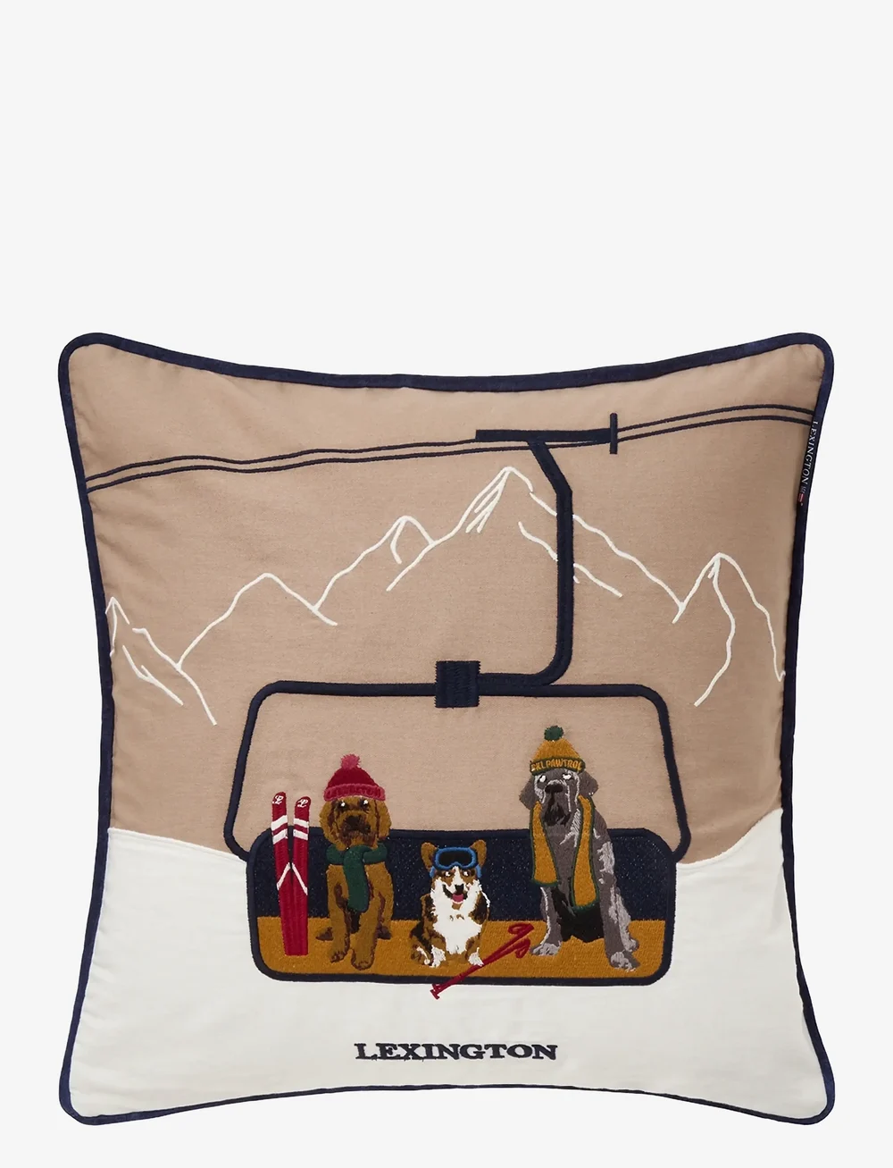 Lexington Home - Dog Lift Organic Cotton Twill Patch Pillow Cover - weihnachtstextilien - beige/white multi - 0