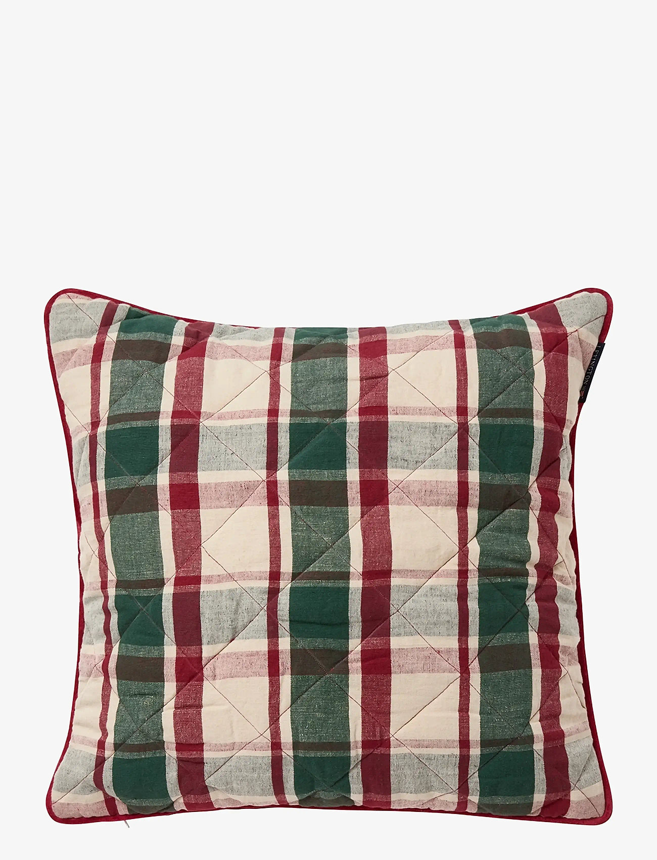 Lexington Home - Quilted Checked Linen/Cotton Pillow Cover - kissen - green/red/beige - 1
