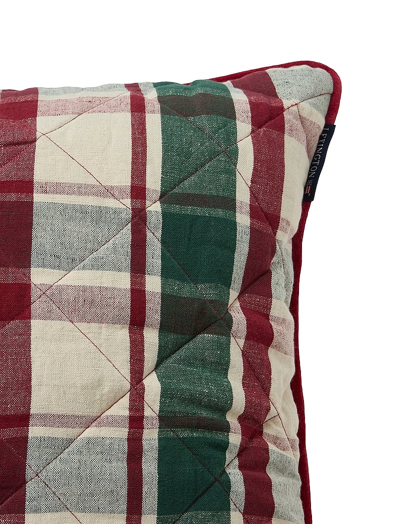 Lexington Home - Quilted Checked Linen/Cotton Pillow Cover - kissen - green/red/beige - 3