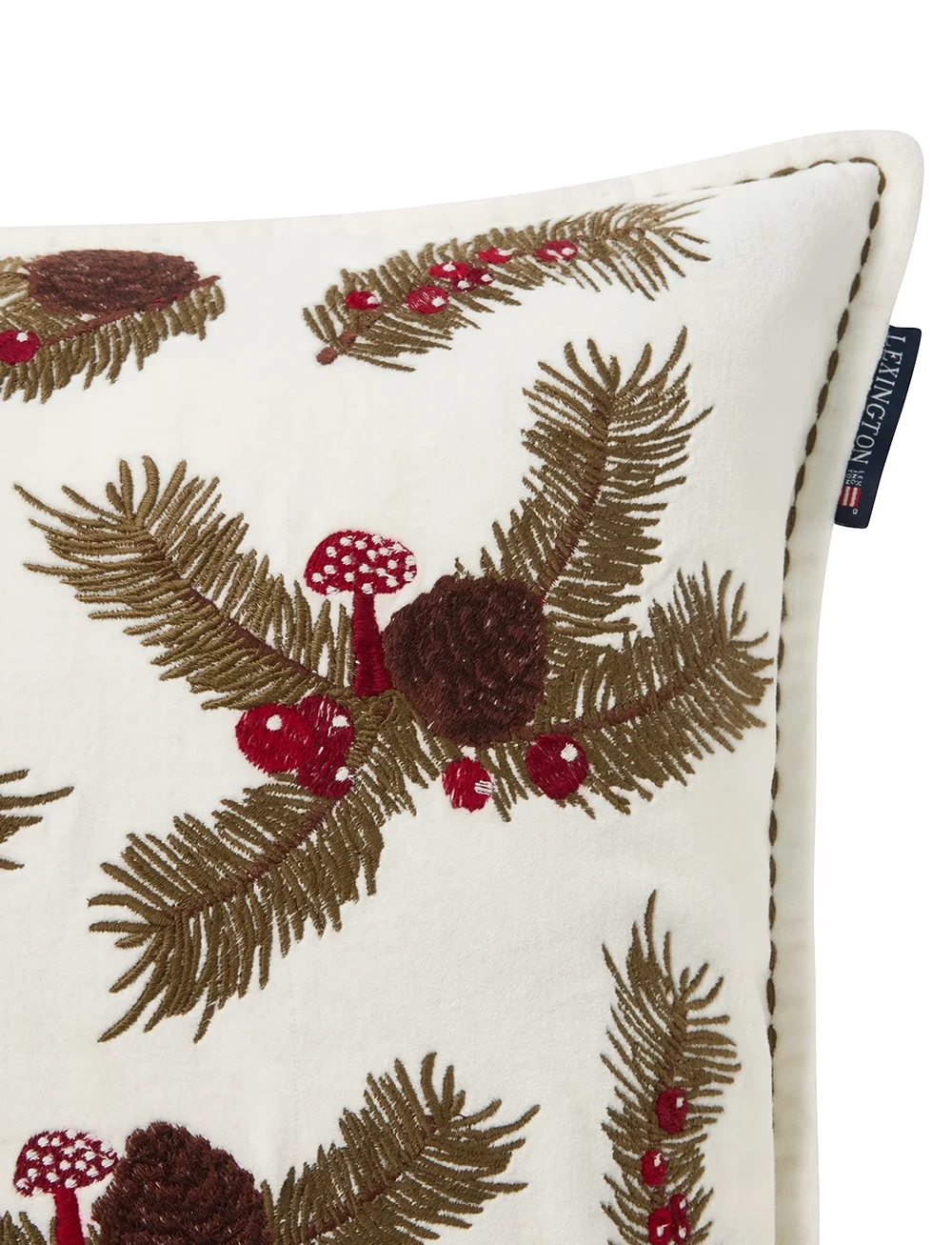 Lexington Home - Pine Twigs Organic Cotton Velvet Pillow Cover - jultextilier - white multi - 3