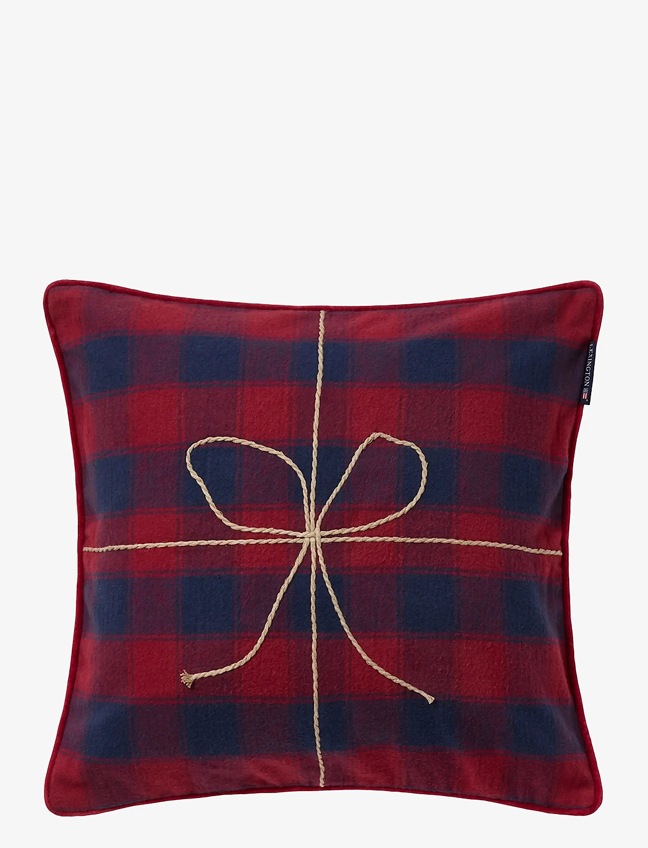 Lexington Home - Wrapped Checked Organic Flannel Pillow Cover - dk blue/red - 0
