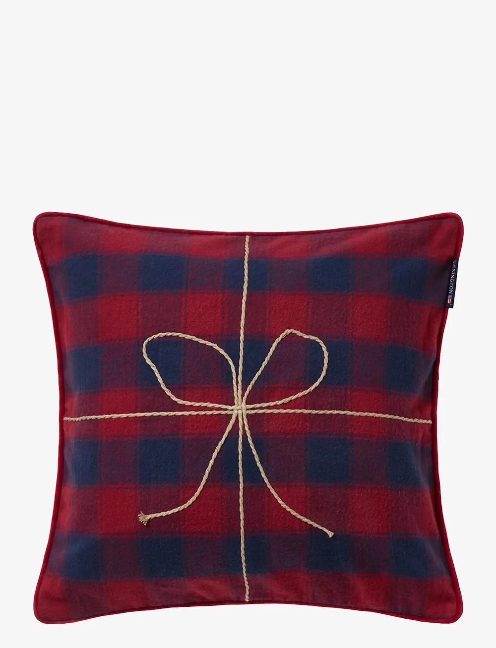 Lexington Home - Wrapped Checked Organic Flannel Pillow Cover - köp efter pris - dk blue/red - 0