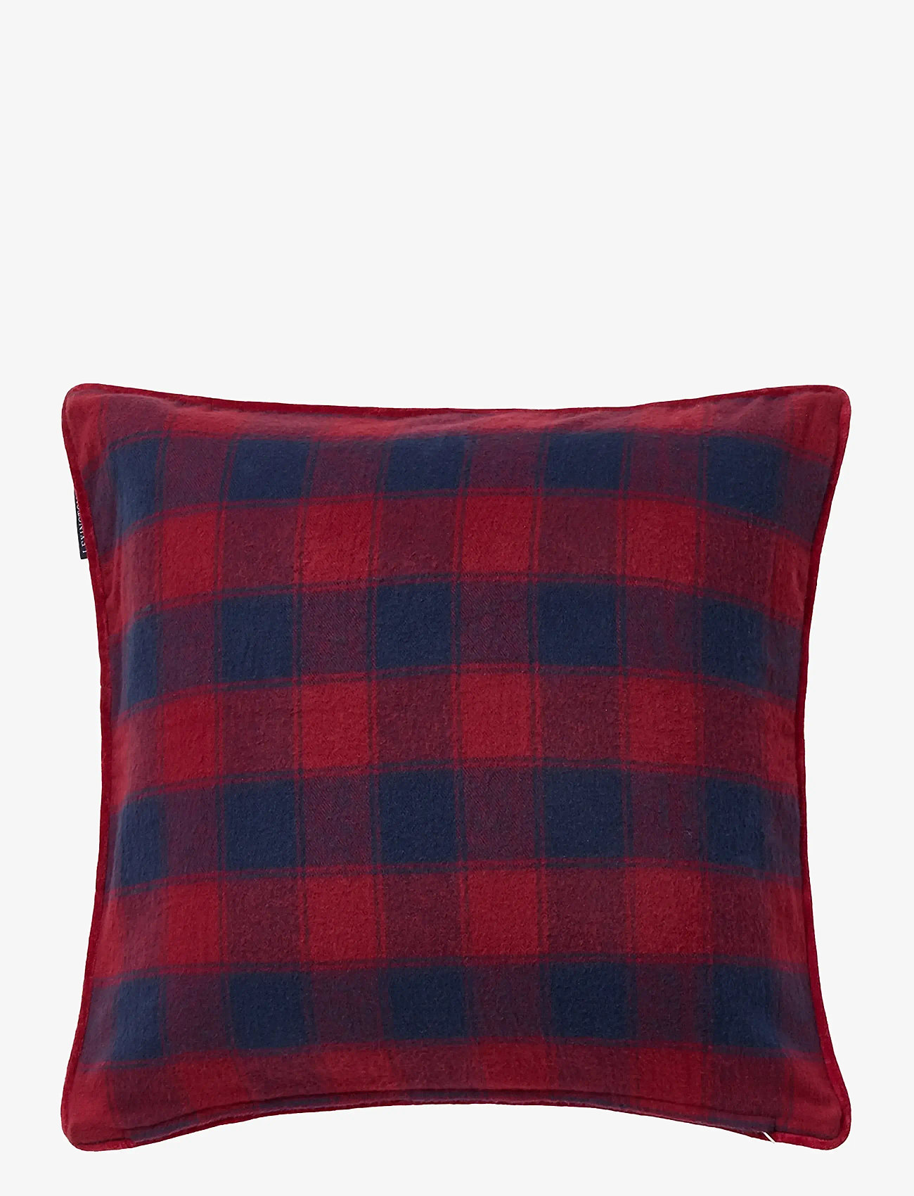 Lexington Home - Wrapped Checked Organic Flannel Pillow Cover - dk blue/red - 1