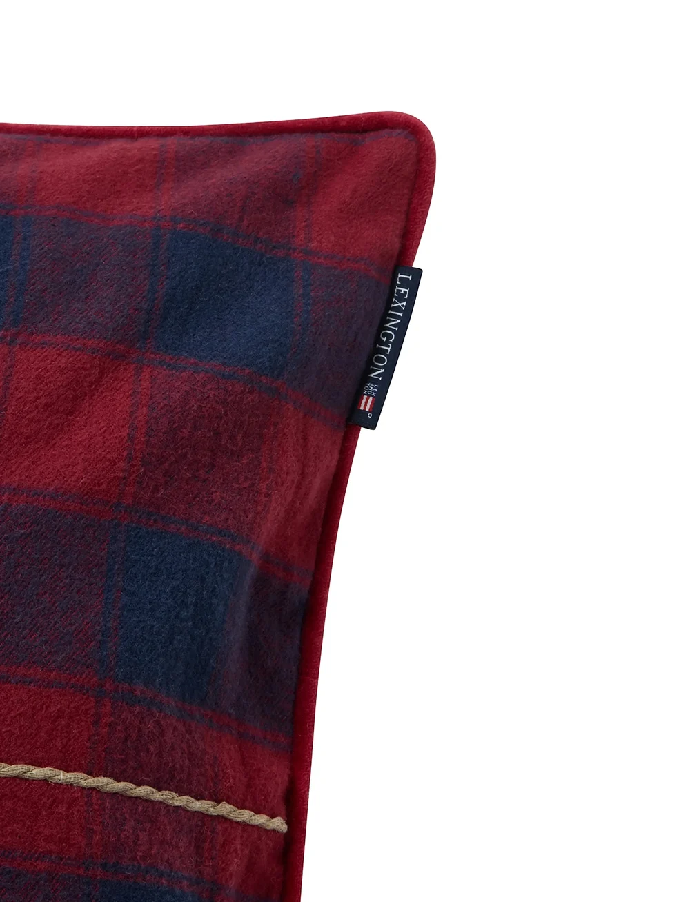 Lexington Home - Wrapped Checked Organic Flannel Pillow Cover - köp efter pris - dk blue/red - 3