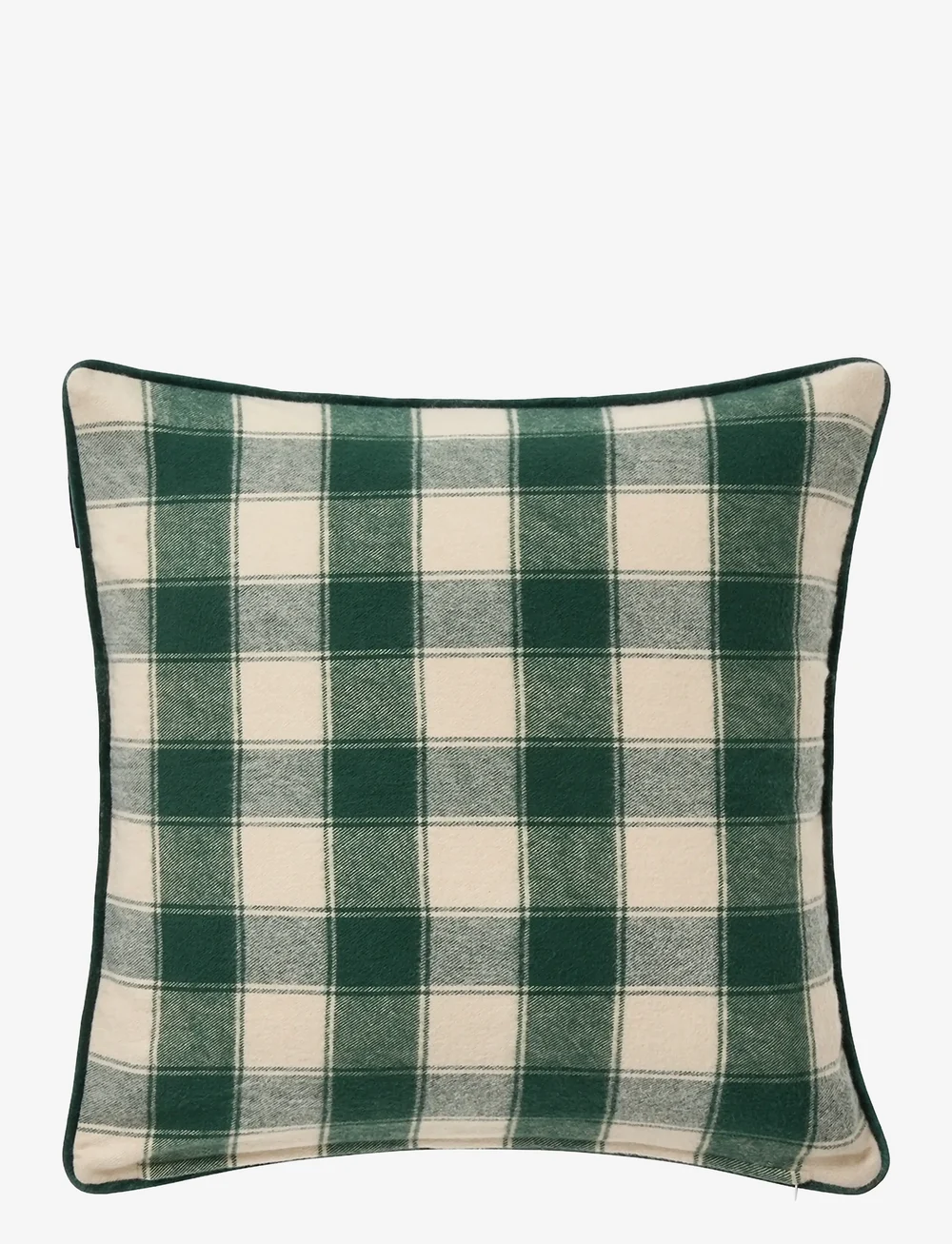 Lexington Home - Wrapped Checked Organic Flannel Pillow Cover - weihnachtstextilien - lt beige/green - 1