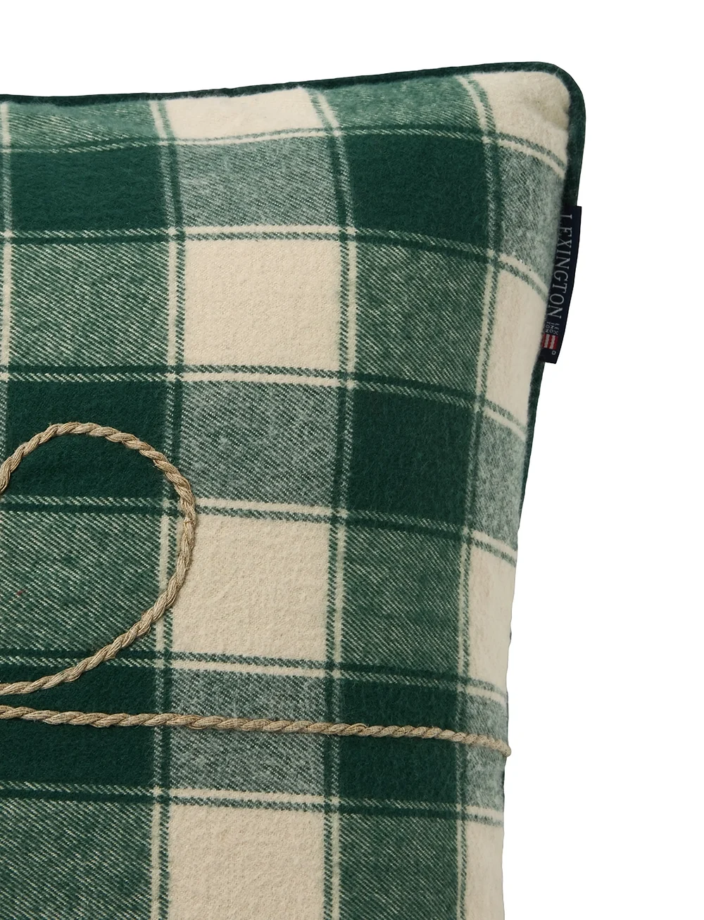 Lexington Home - Wrapped Checked Organic Flannel Pillow Cover - weihnachtstextilien - lt beige/green - 3