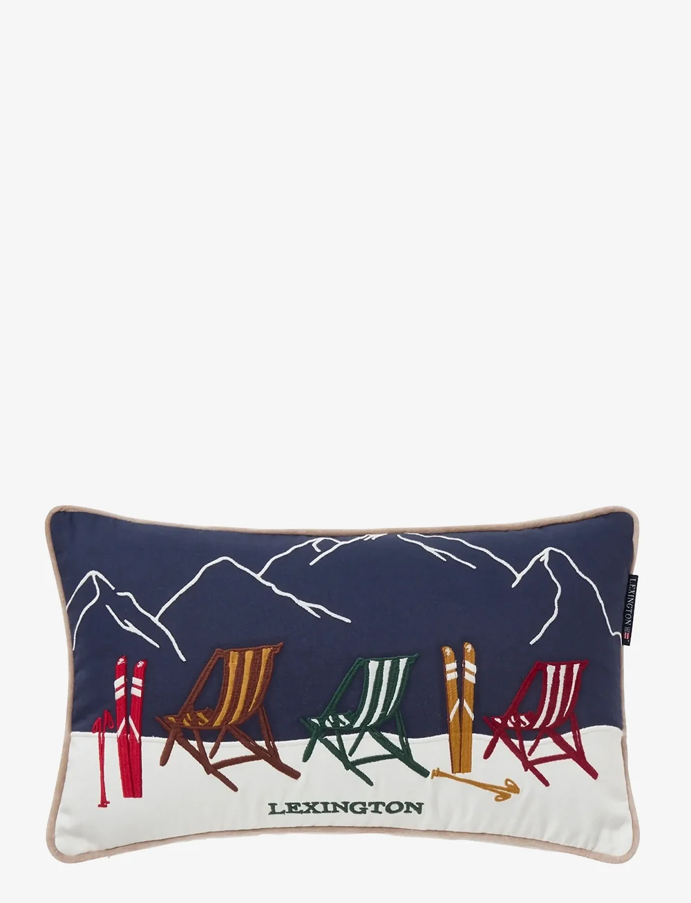 Lexington Home - Ski Resort Organic Cotton Twill 50x30 Pillow - køb efter pris - white/dk blue multi - 0