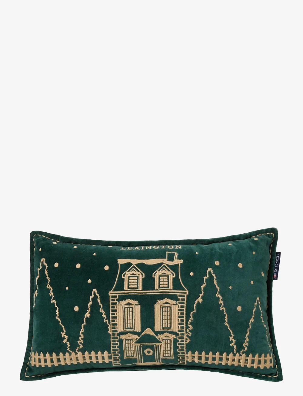 Lexington Home - Winter House Organic Cotton Velvet 50x30 Pillow - jultextilier - green/lt beige - 0