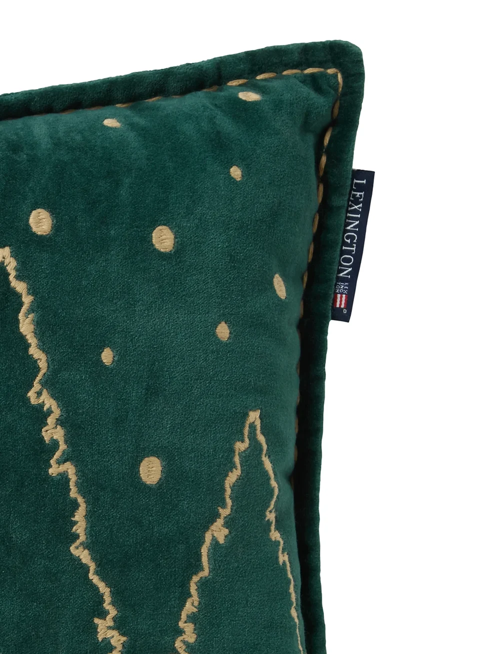 Lexington Home - Winter House Organic Cotton Velvet 50x30 Pillow - jultextilier - green/lt beige - 2