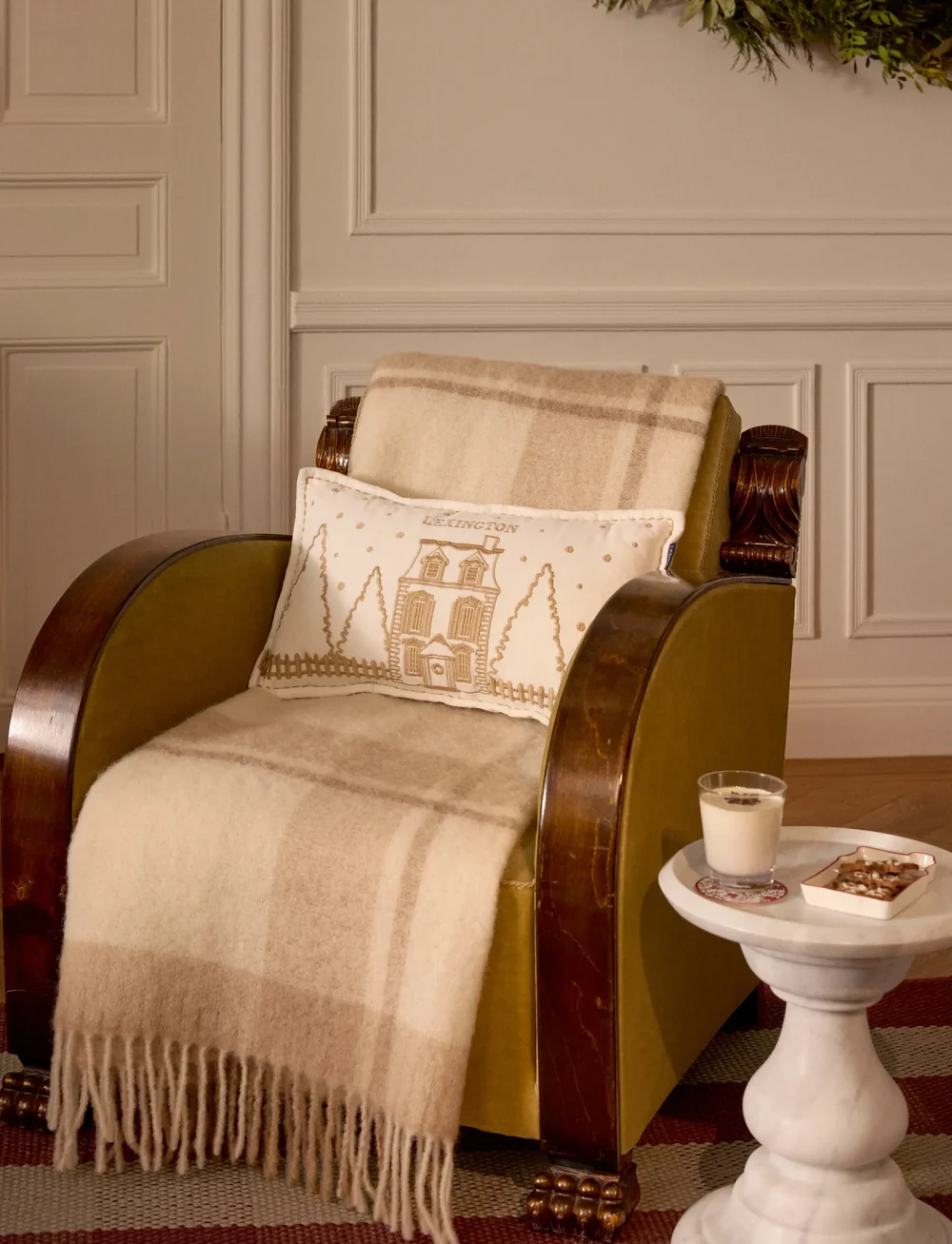 Lexington Home - Winter House Organic Cotton Velvet 50x30 Pillow - jultextilier - white/lt beige - 2