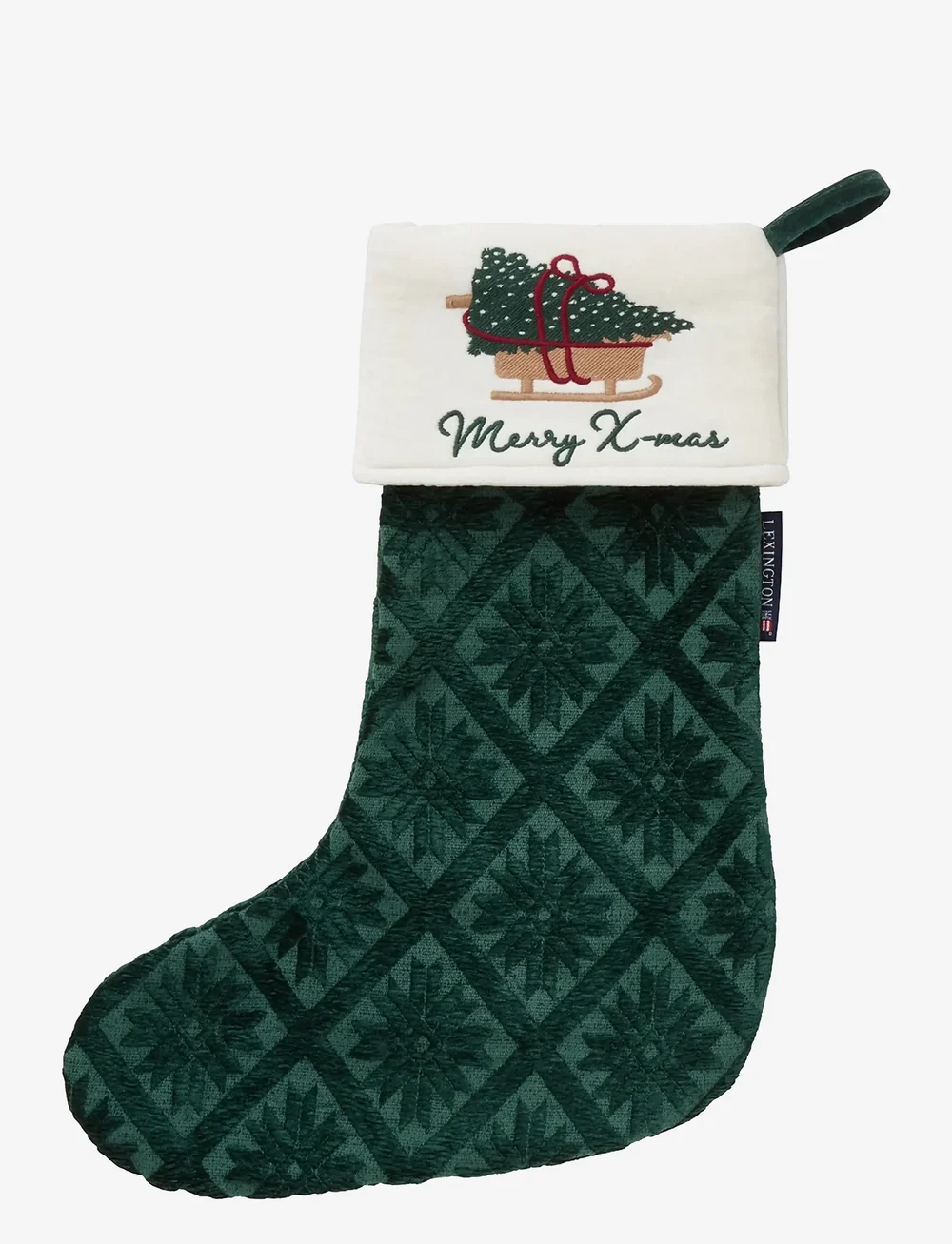 Lexington Home - Jacquard Organic Cotton/Viscose Stocking - julepynt - green - 0