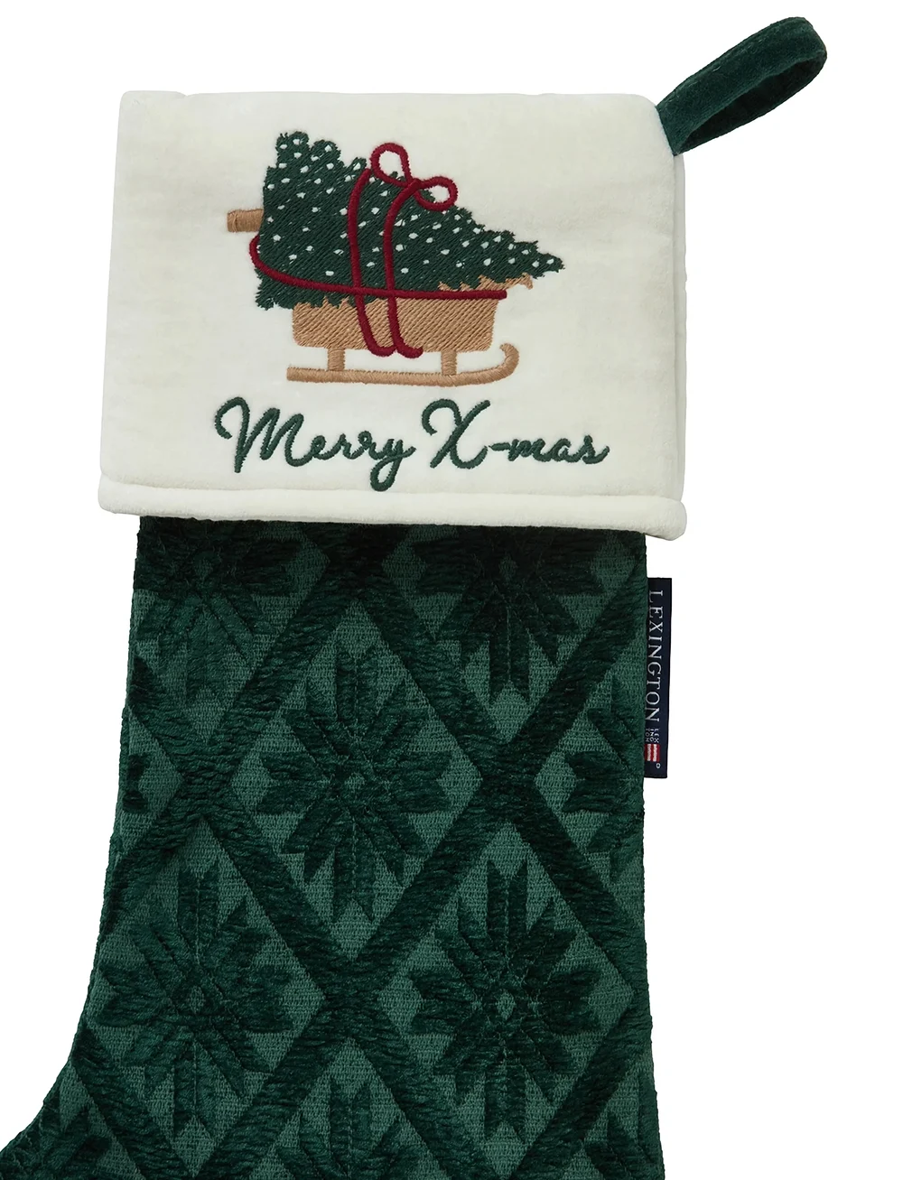 Lexington Home - Jacquard Organic Cotton/Viscose Stocking - julepynt - green - 2