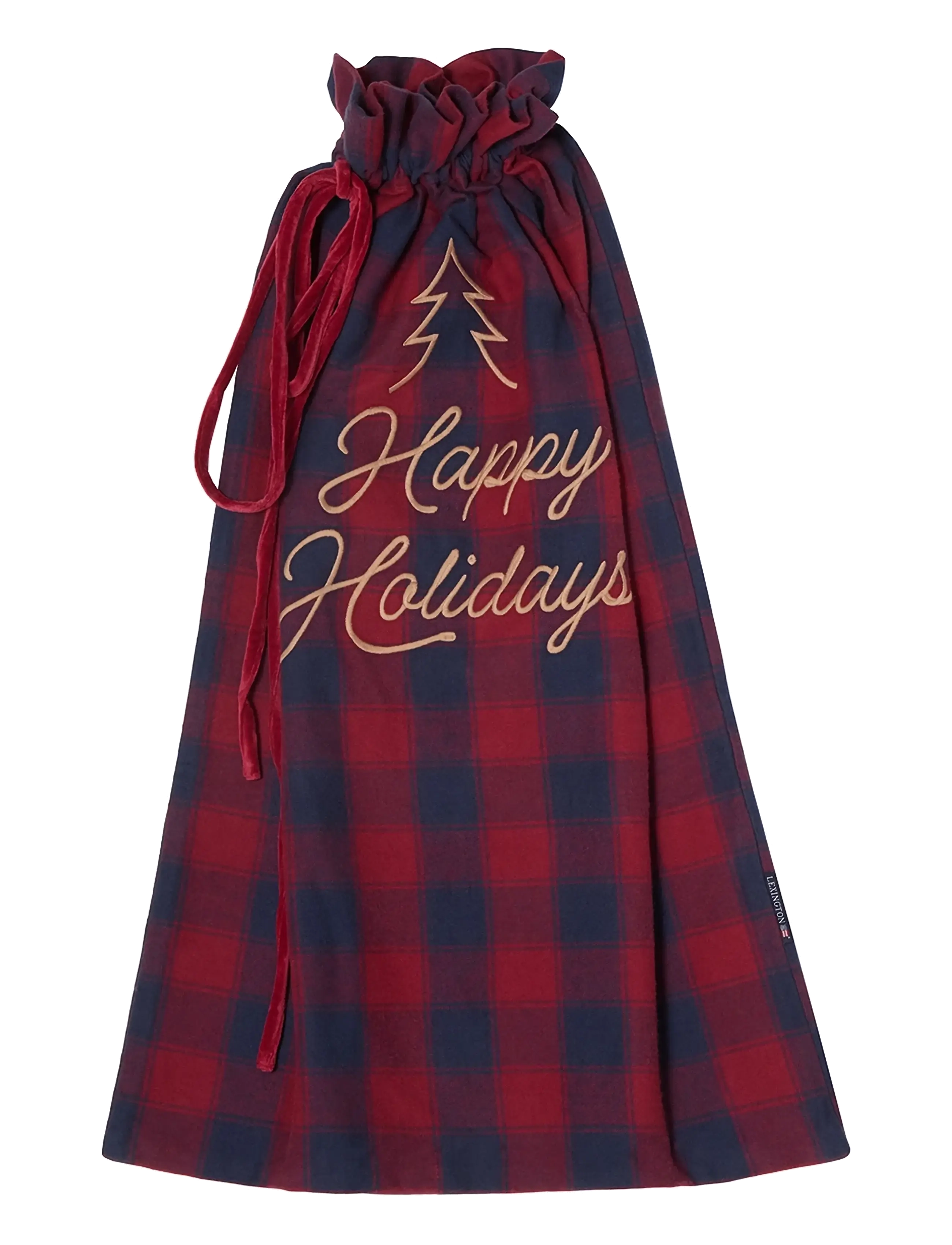Org Cotton Flannel Christmas Gift Sack - DK BLUE/RED