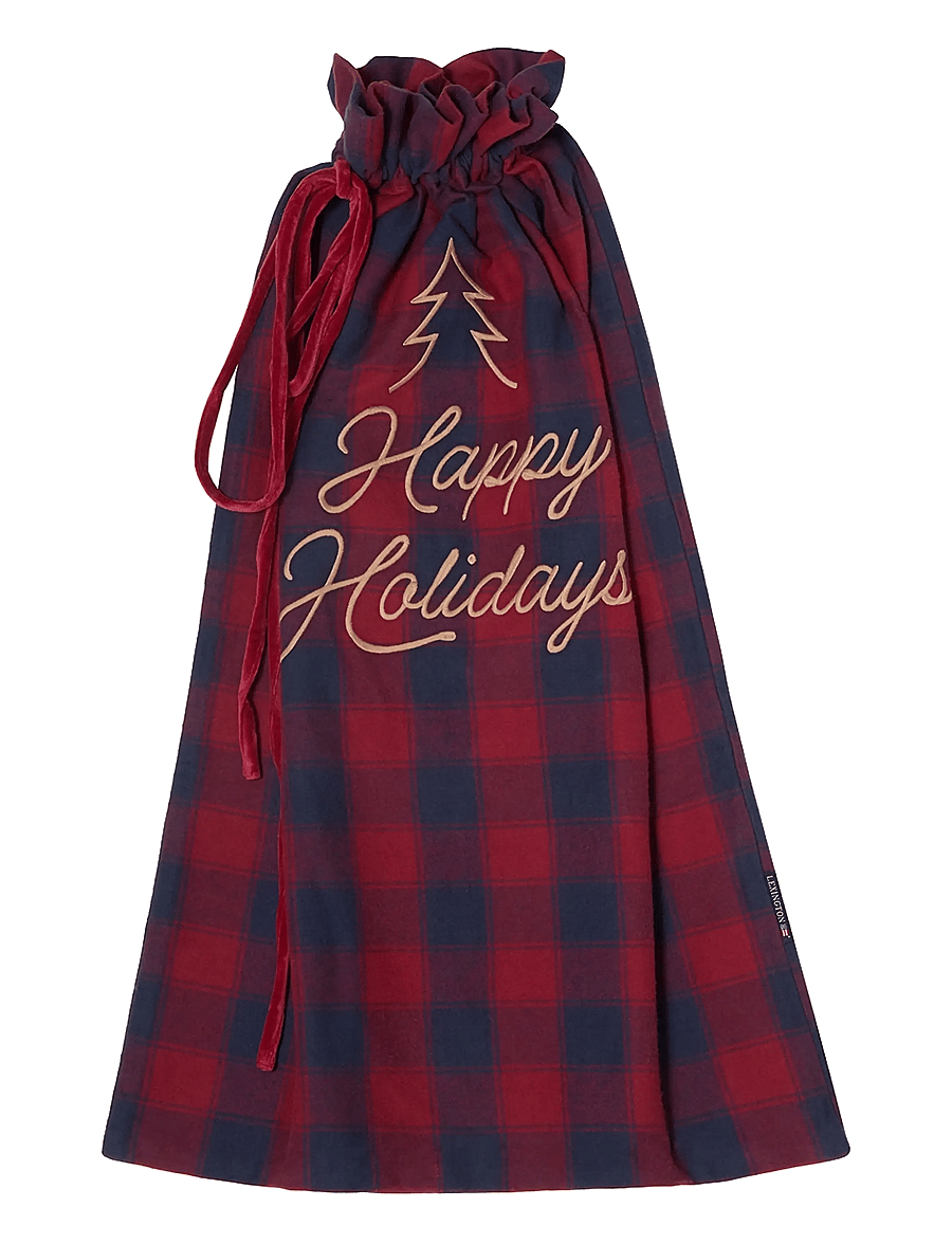 Lexington Home - Org Cotton Flannel Christmas Gift Sack - dk blue/red - 1