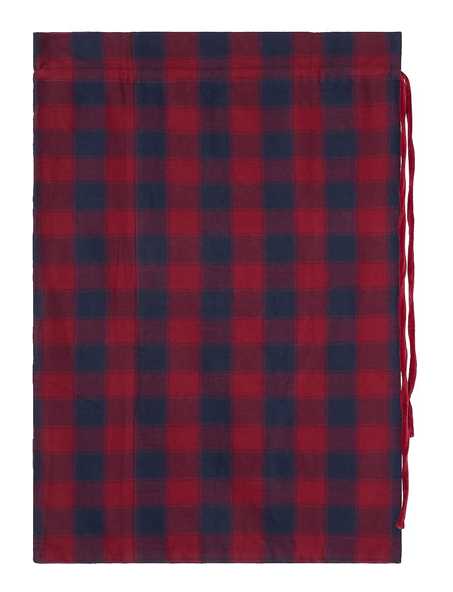 Lexington Home - Org Cotton Flannel Christmas Gift Sack - dk blue/red - 2